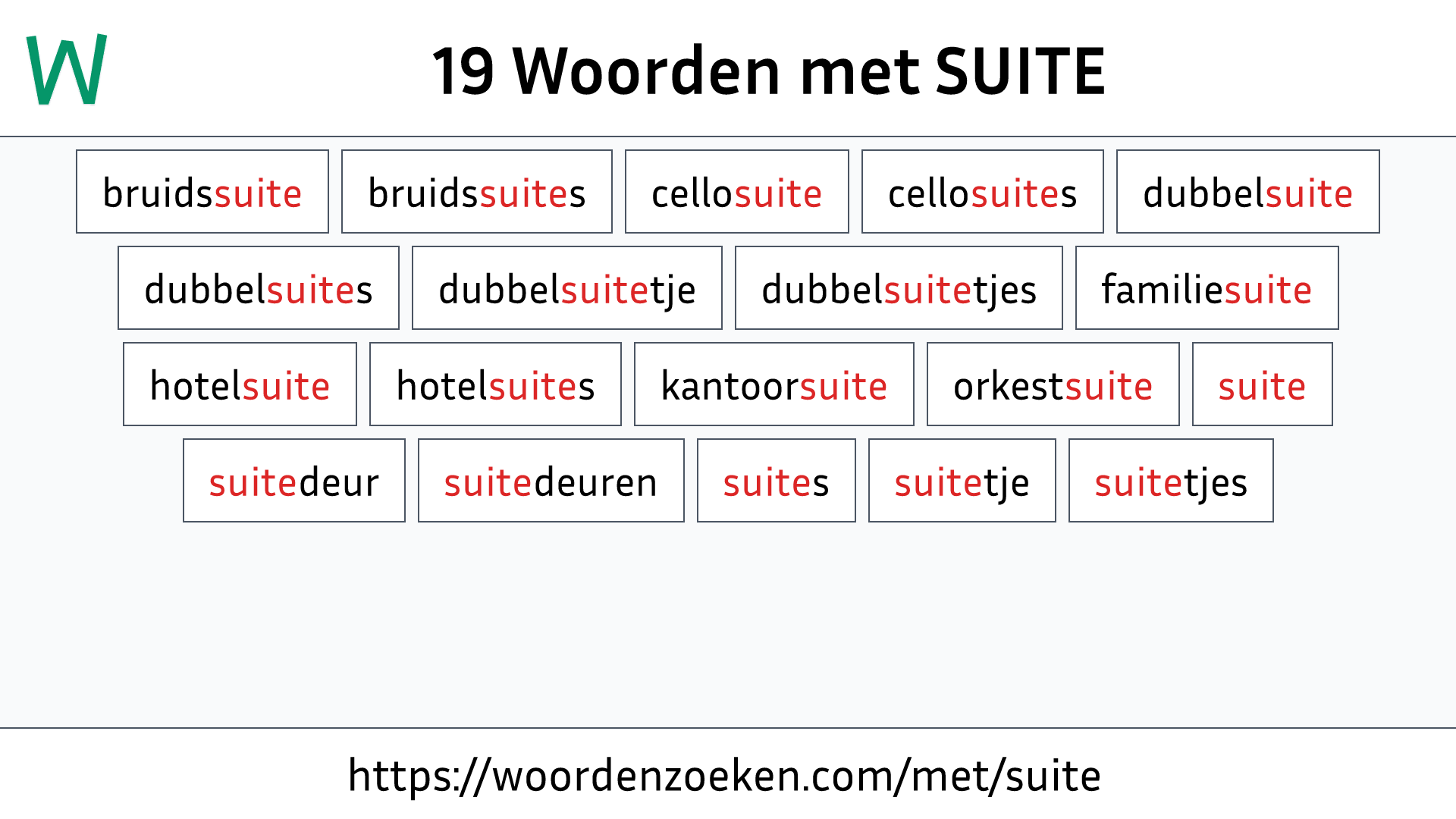 Woorden met SUITE