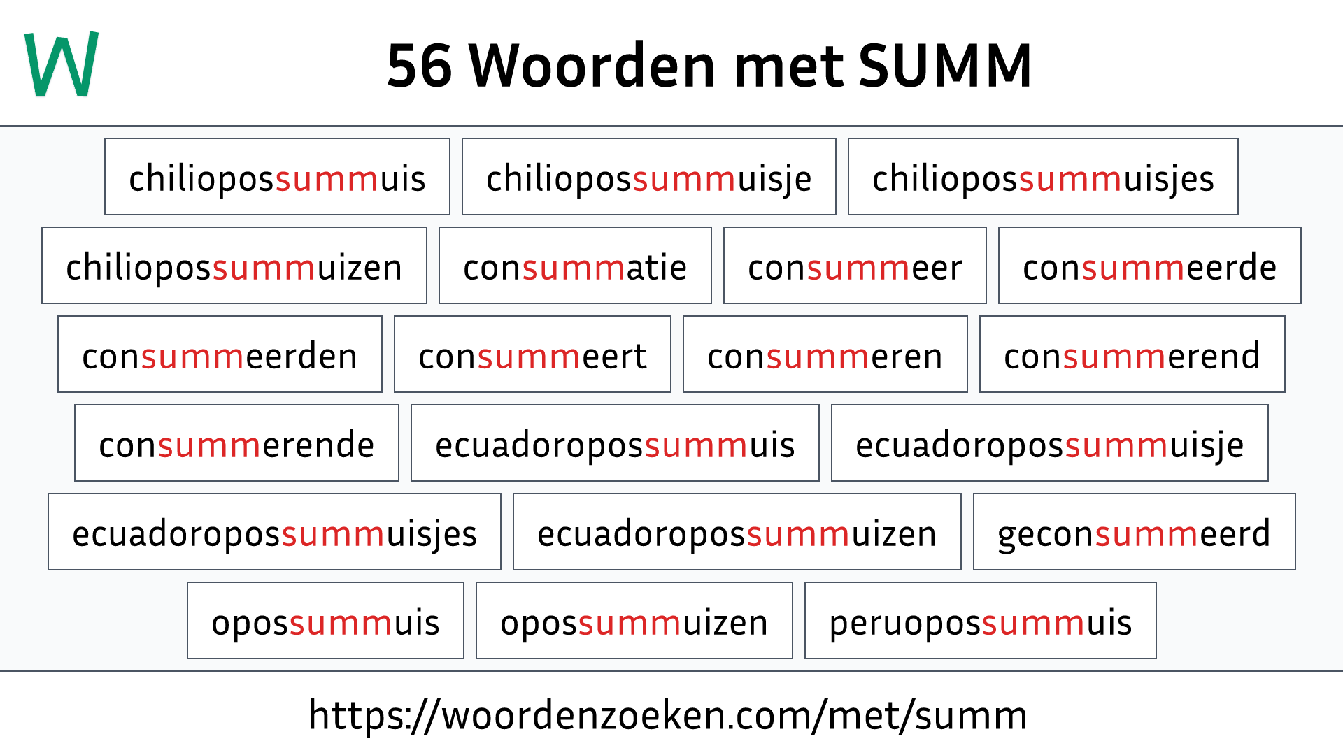 Woorden met SUMM