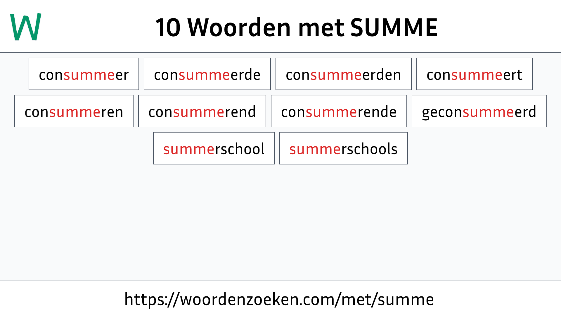 Woorden met SUMME