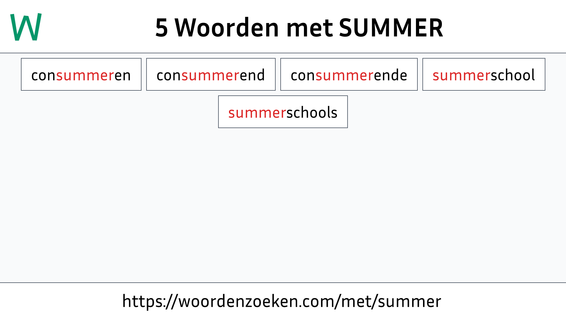 Woorden met SUMMER