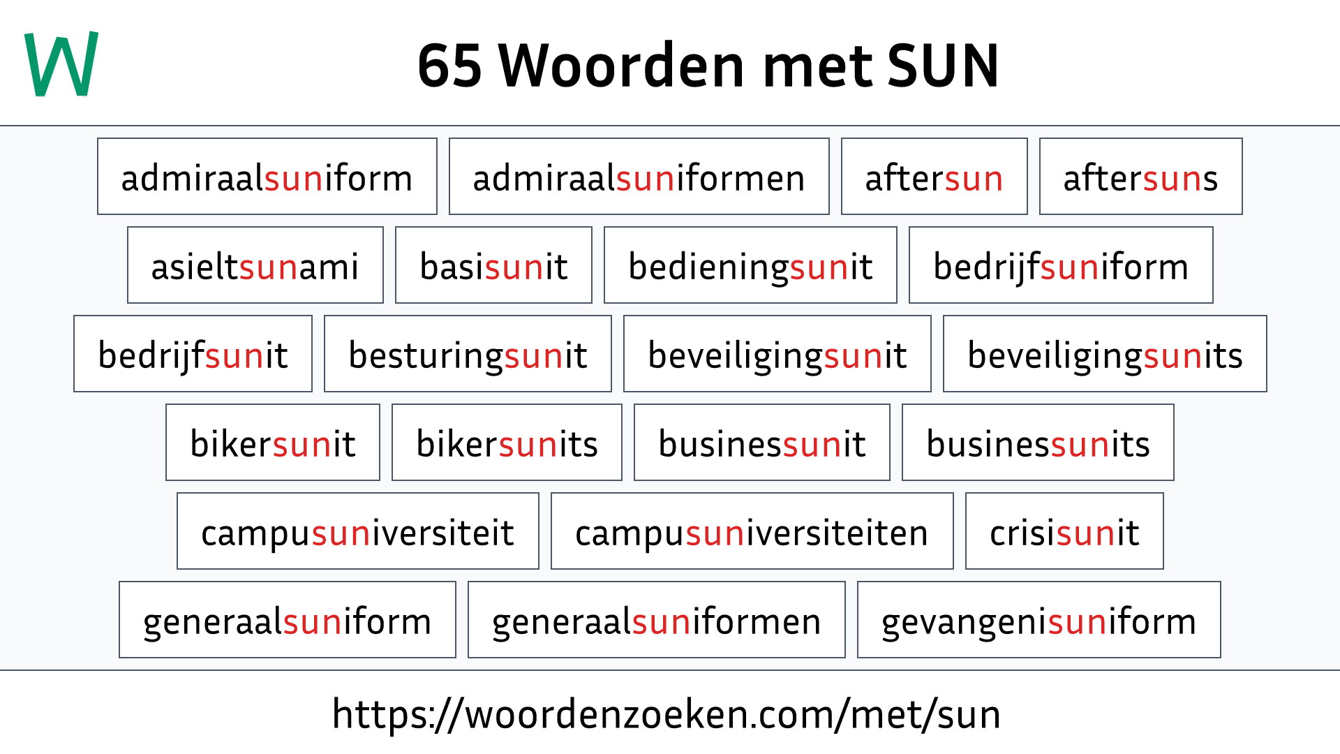 Woorden met SUN