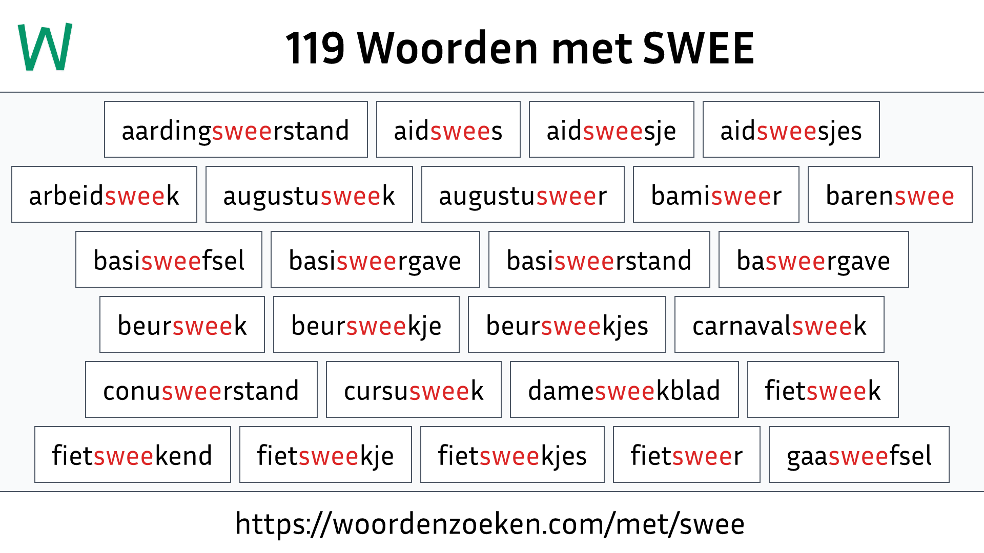 Woorden met SWEE