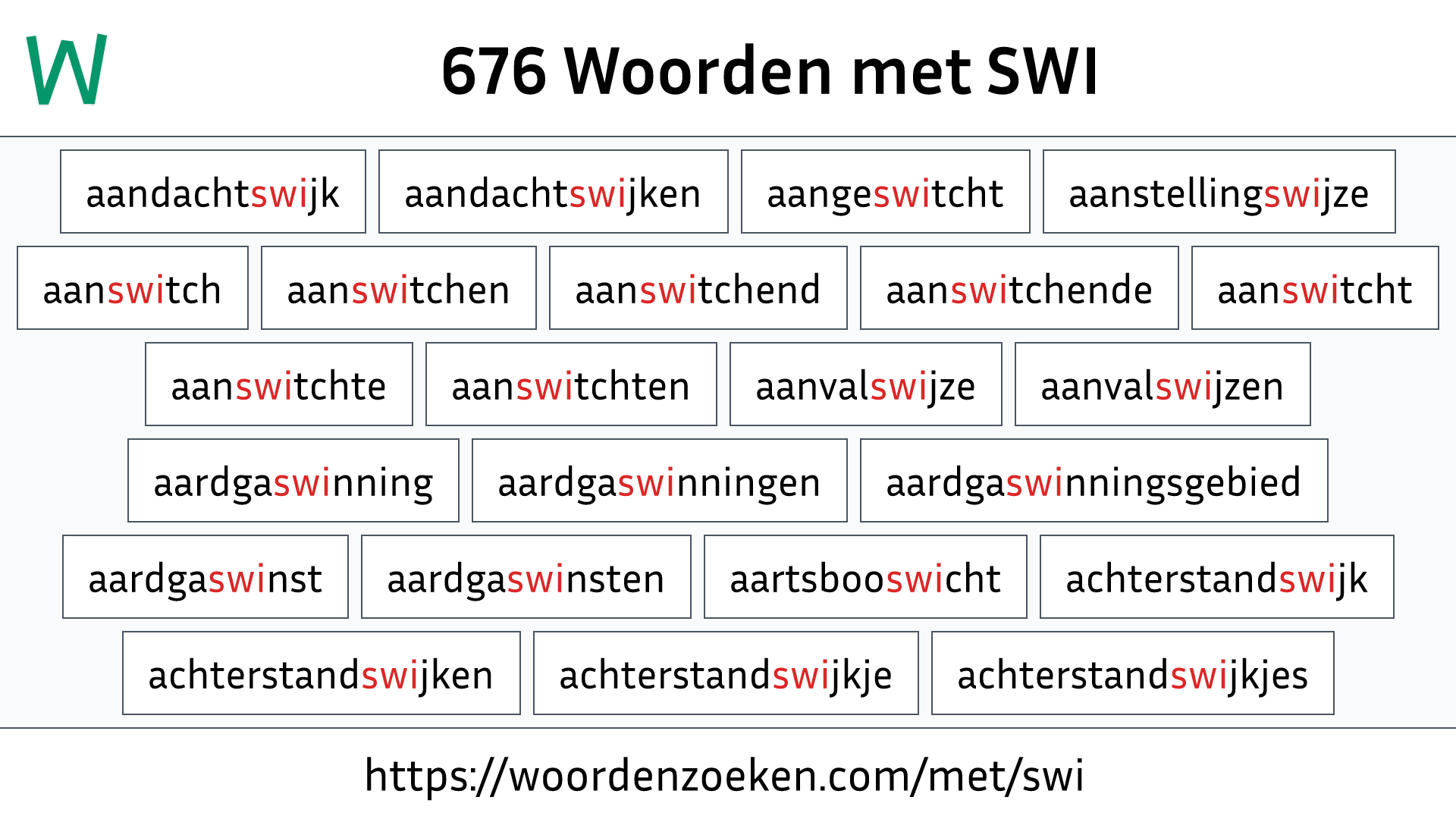 Woorden met SWI