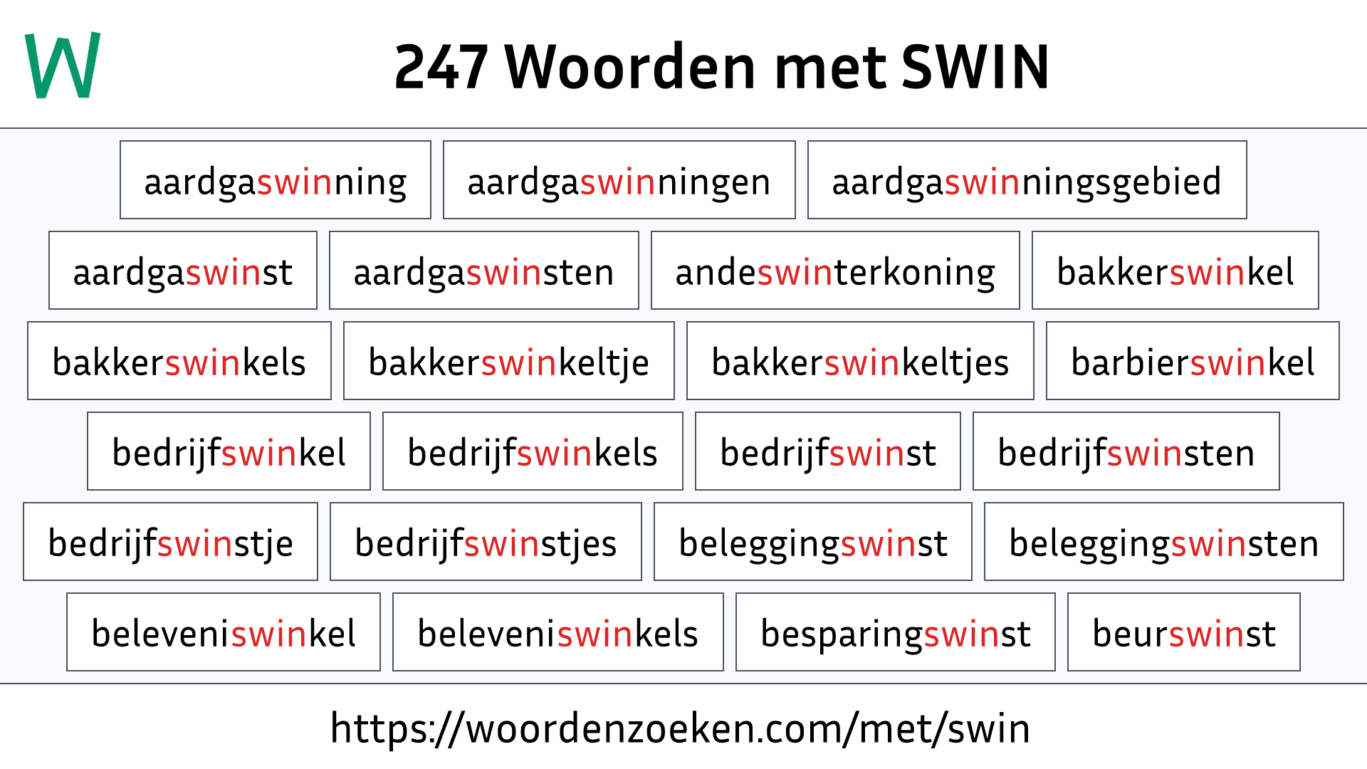 Woorden met SWIN