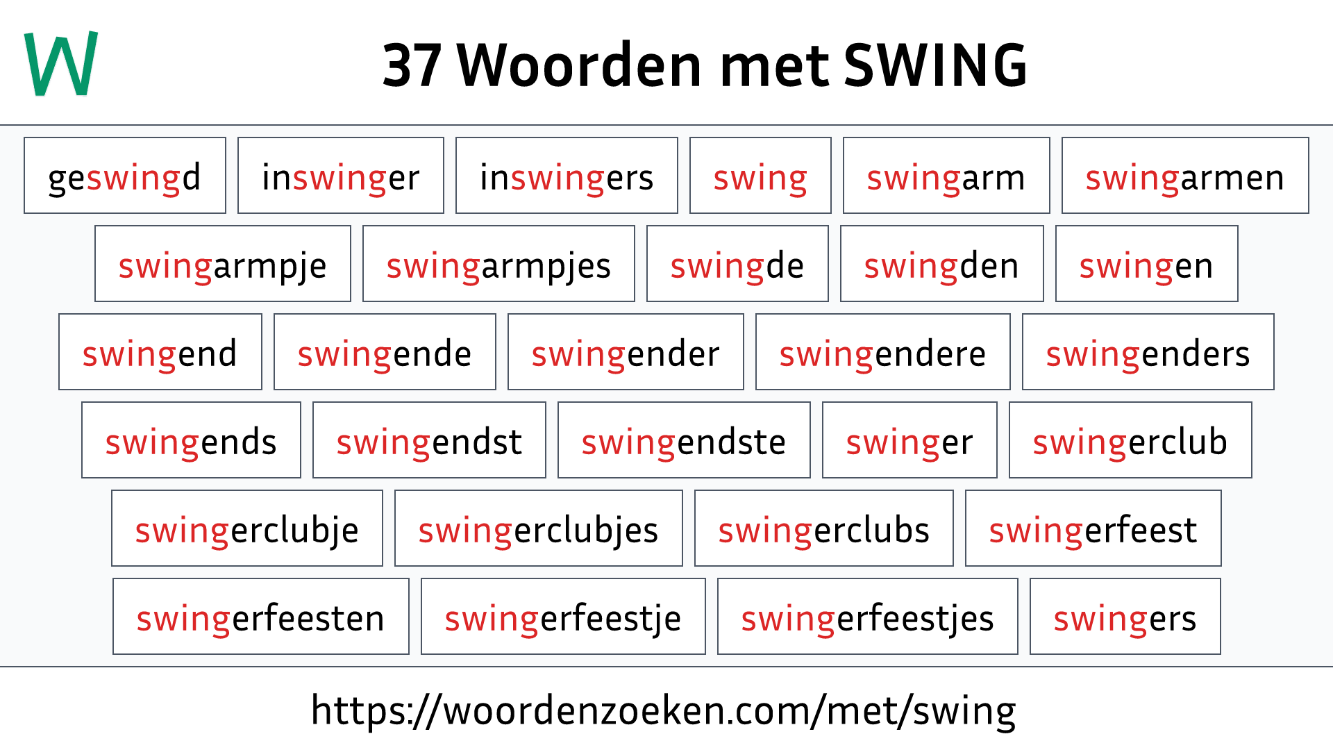 Woorden met SWING