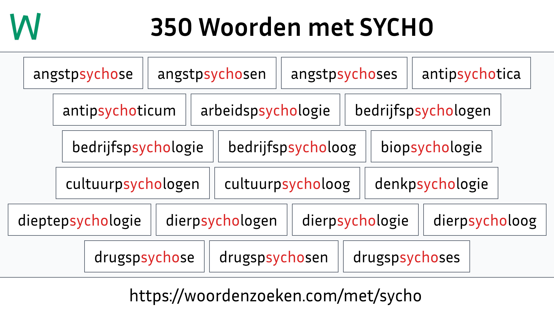 Woorden met SYCHO