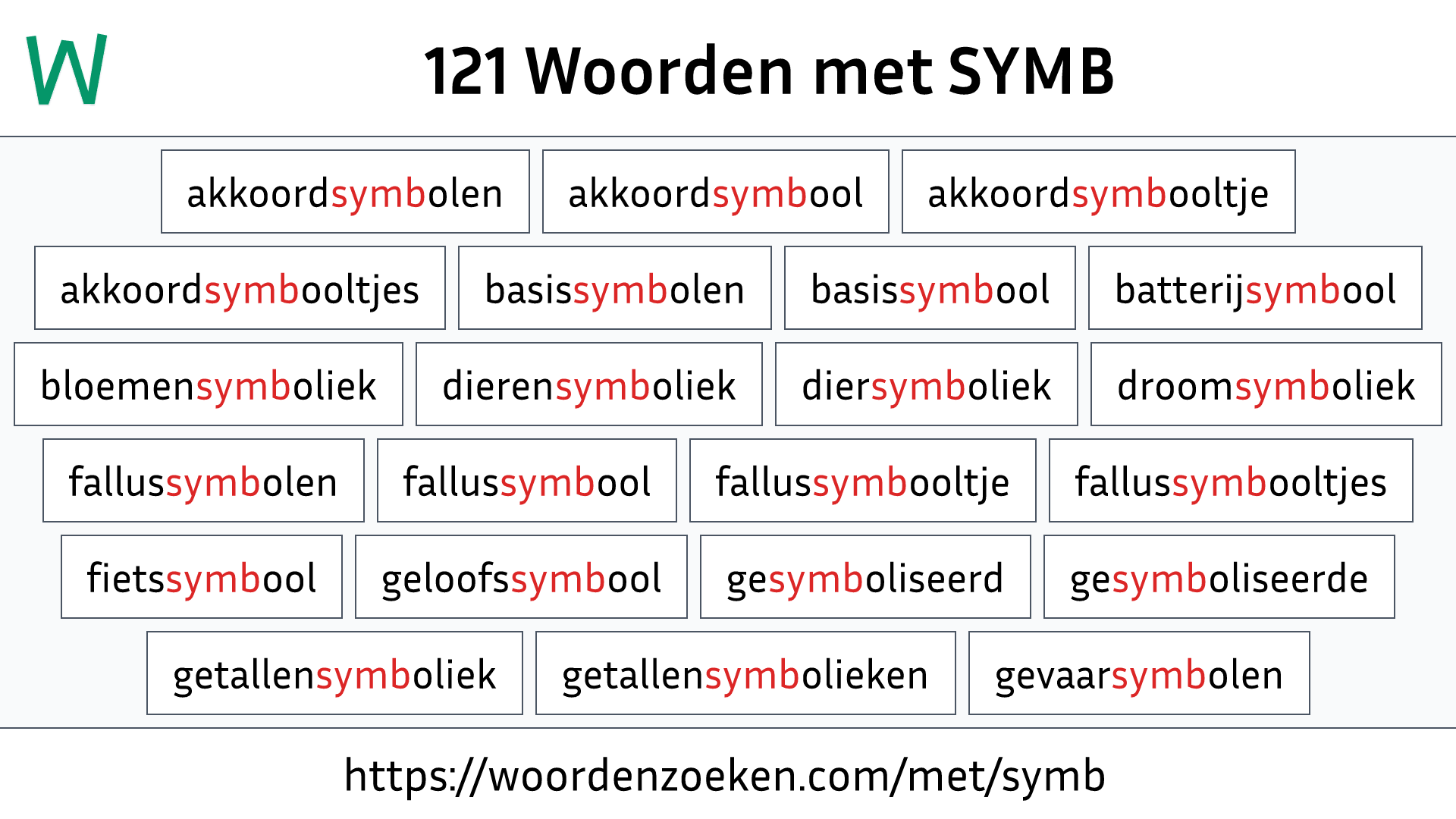 Woorden met SYMB