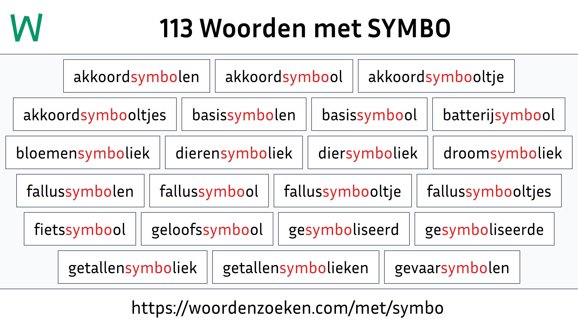 Woorden met SYMBO