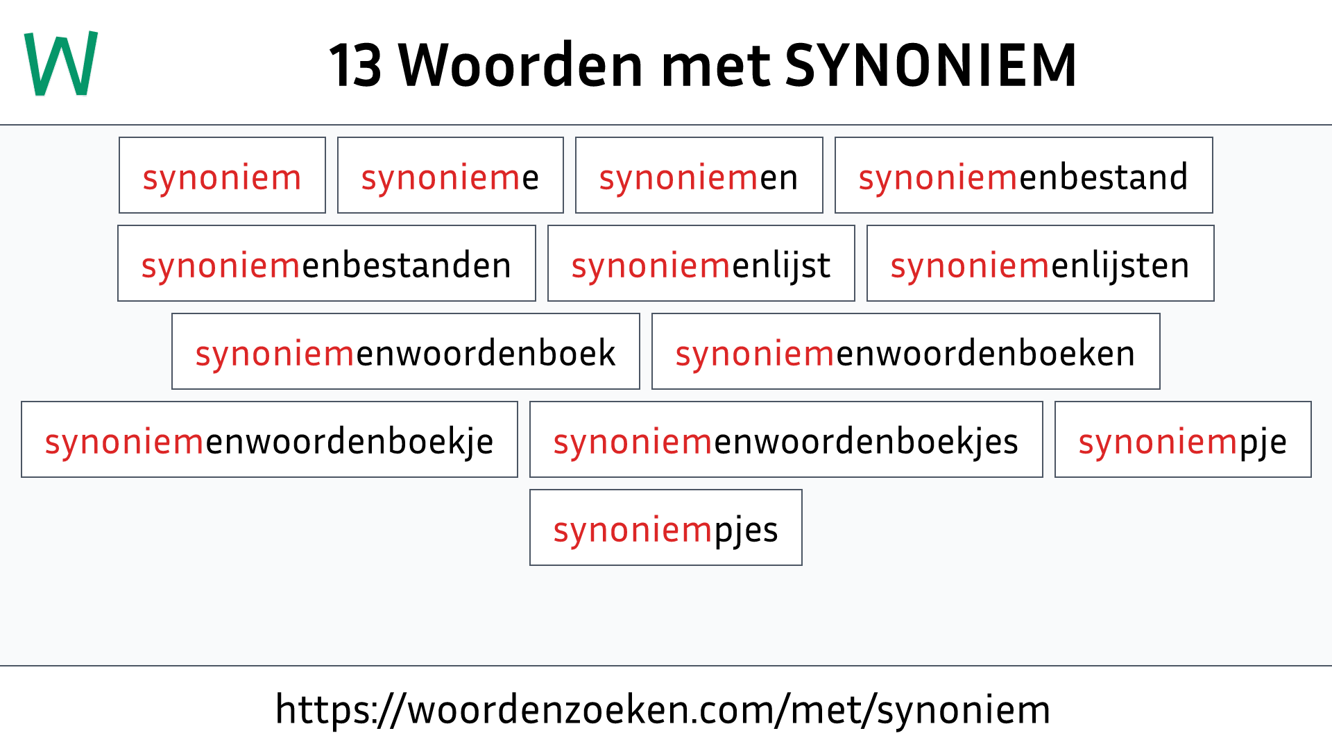 Woorden met SYNONIEM