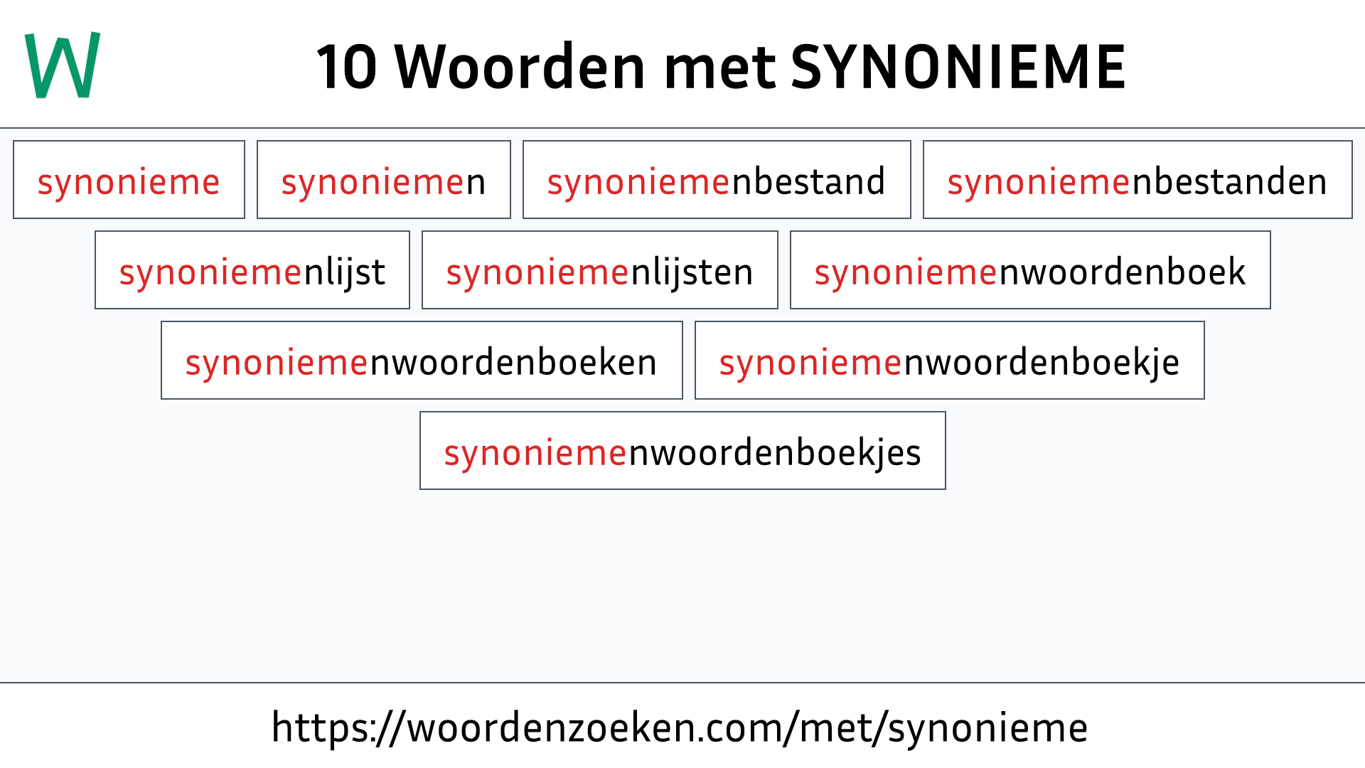 Woorden met SYNONIEME