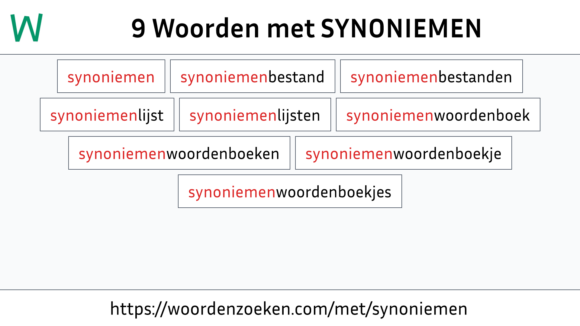 Woorden met SYNONIEMEN