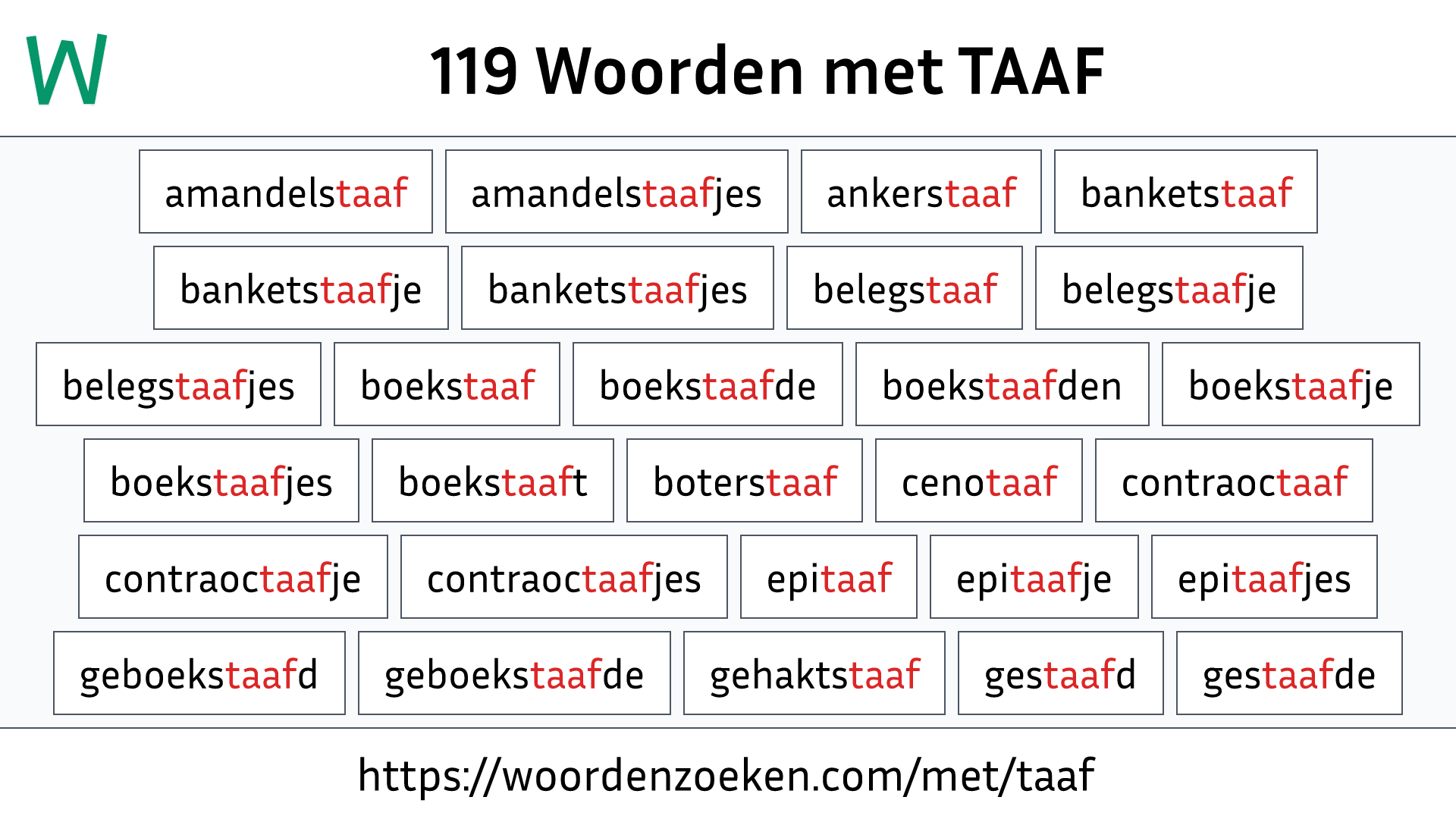 Woorden met TAAF