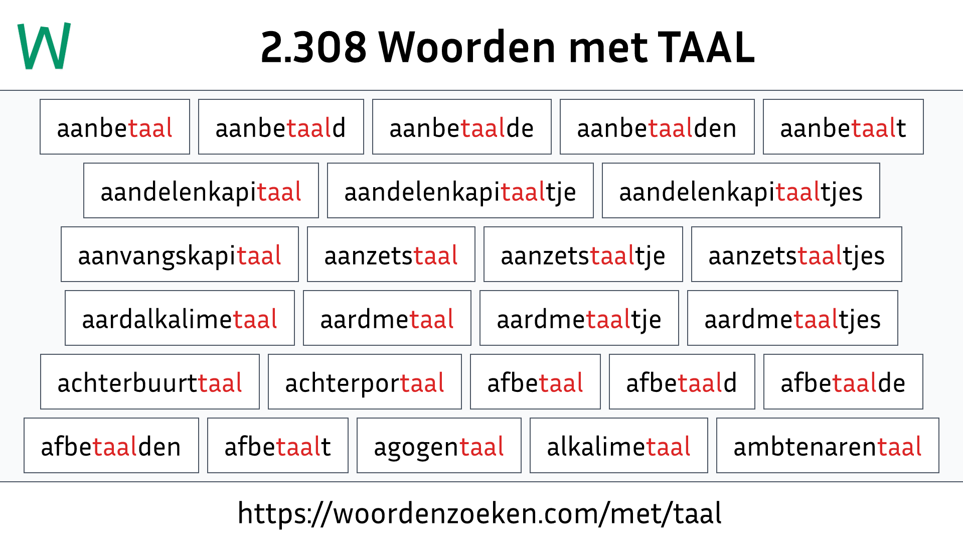 Woorden met TAAL