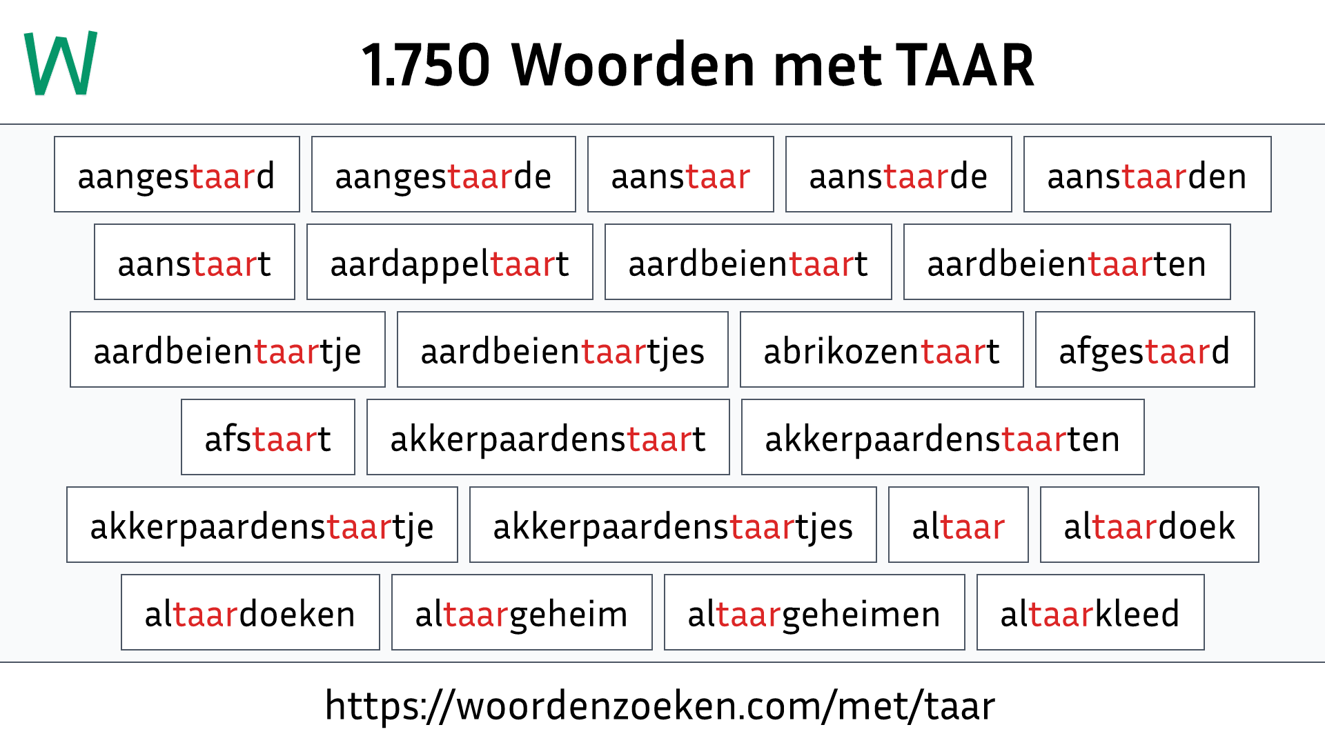 Woorden met TAAR