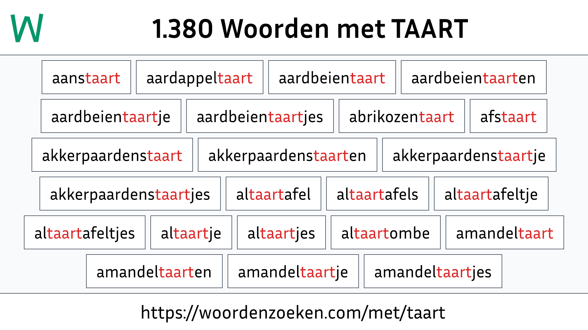 Woorden met TAART