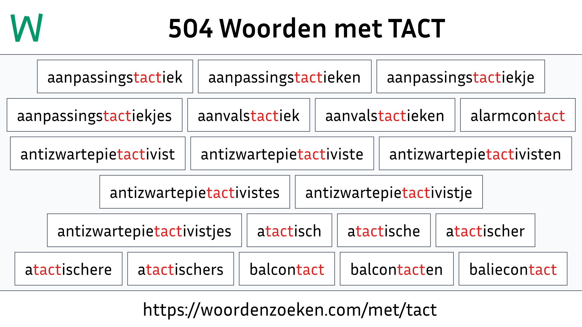 Woorden met TACT