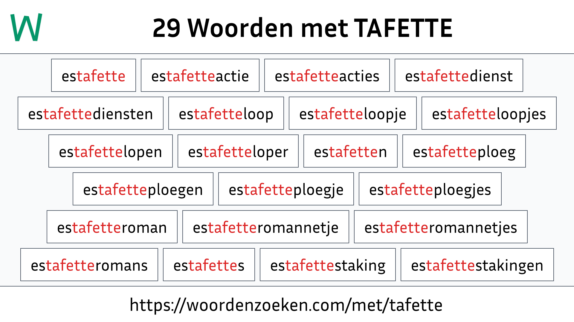 Woorden met TAFETTE