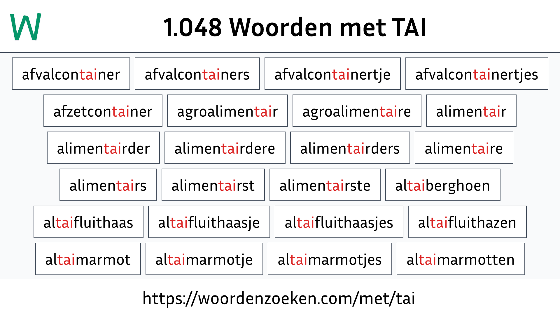 Woorden met TAI