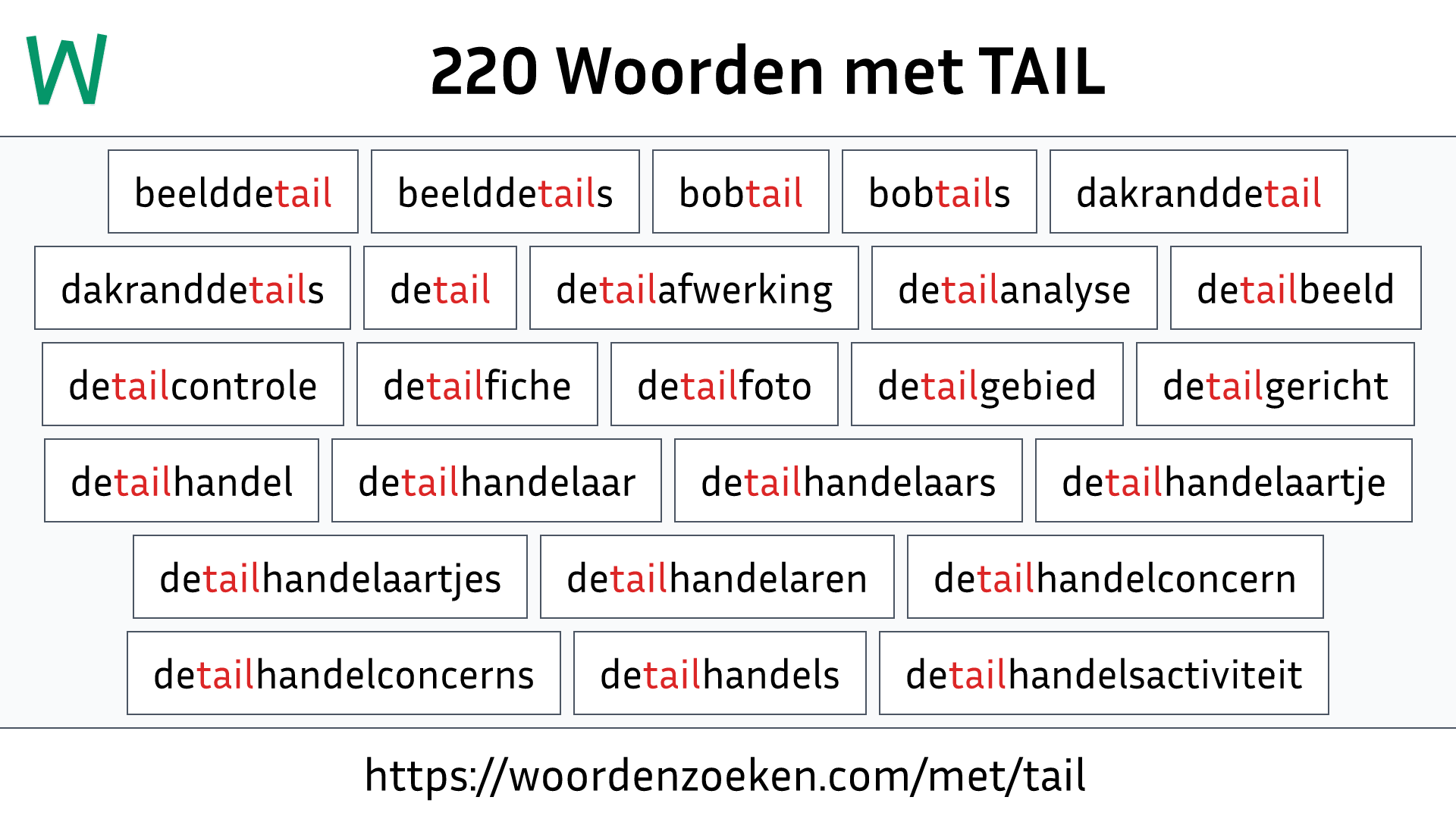 Woorden met TAIL