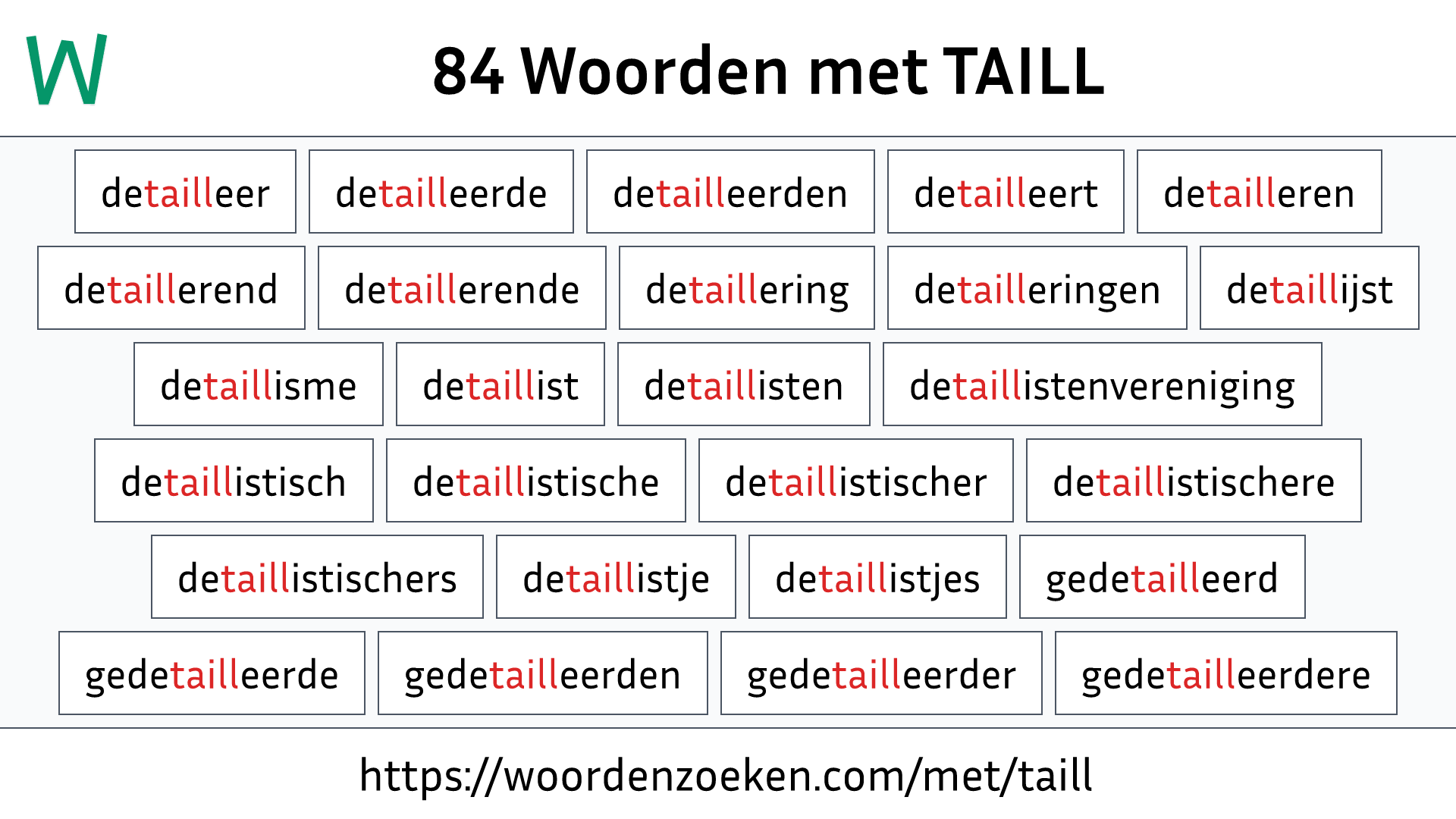 Woorden met TAILL