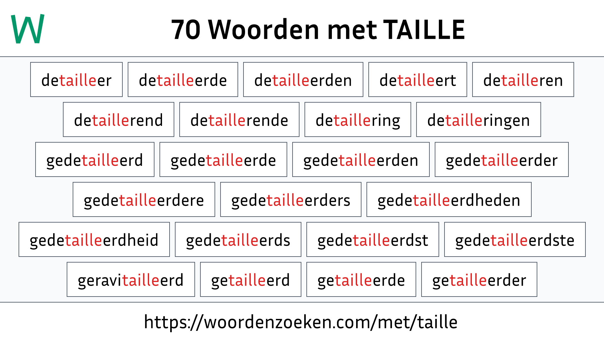 Woorden met TAILLE