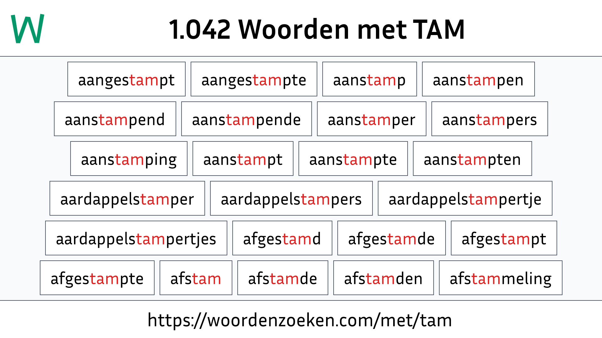 Woorden met TAM