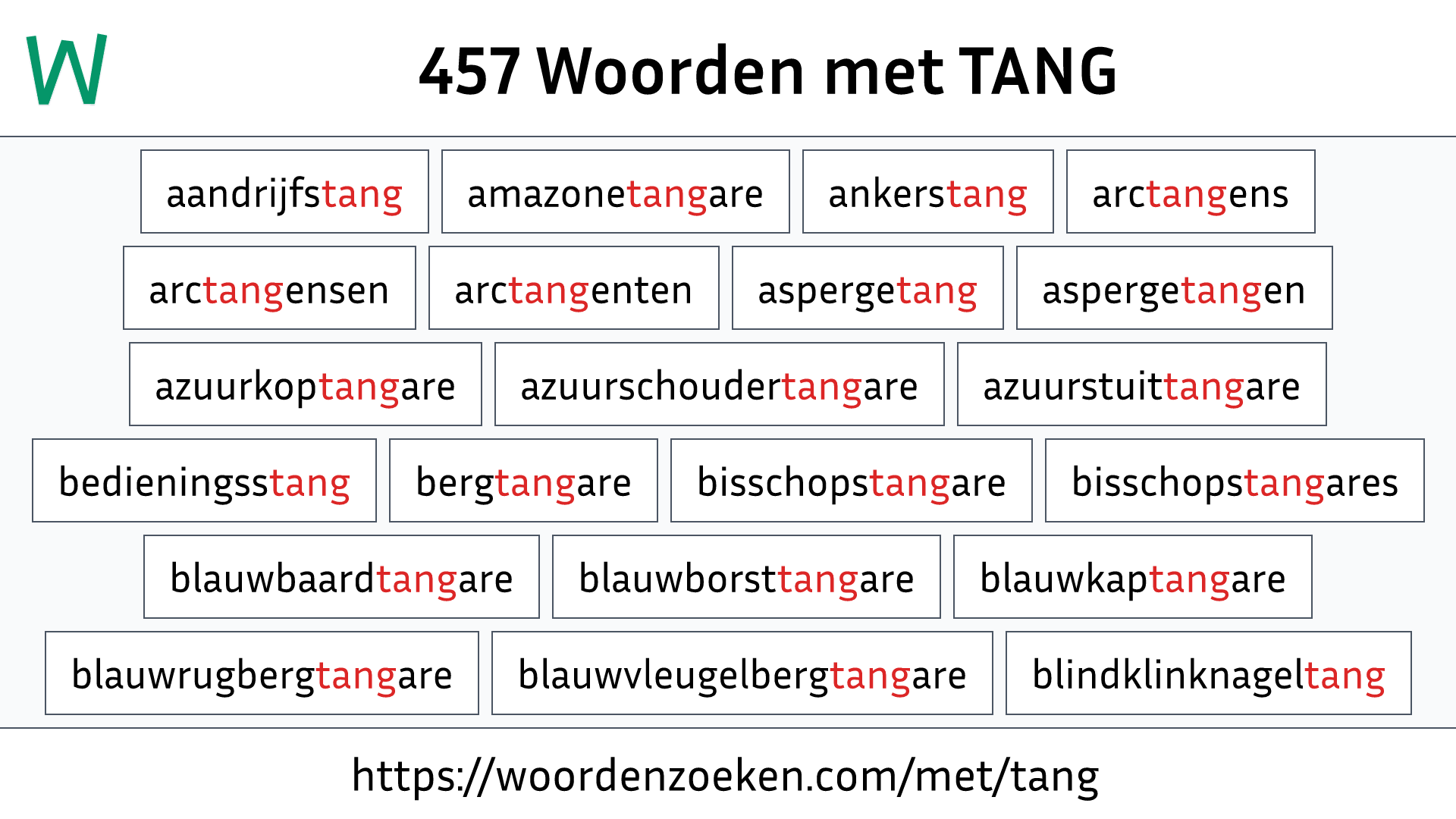 Woorden met TANG