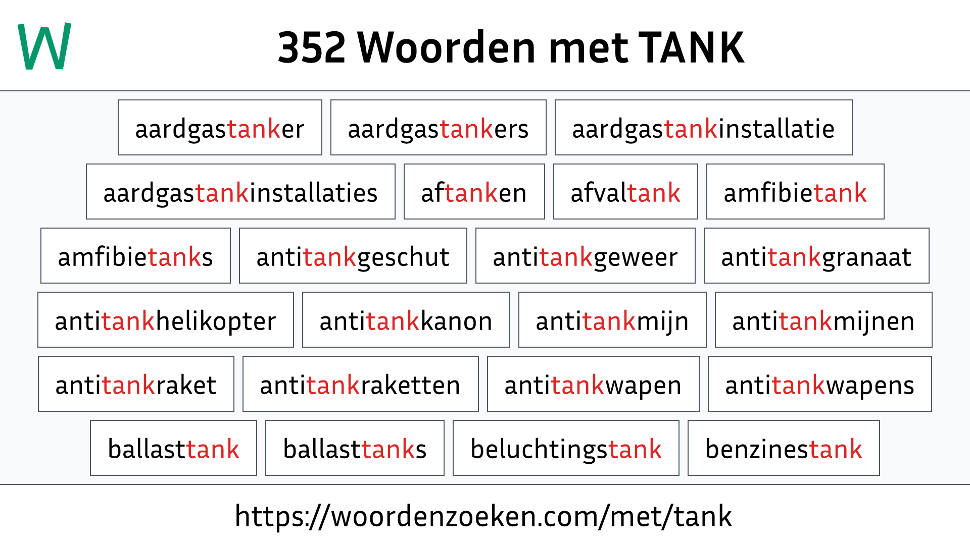 Woorden met TANK