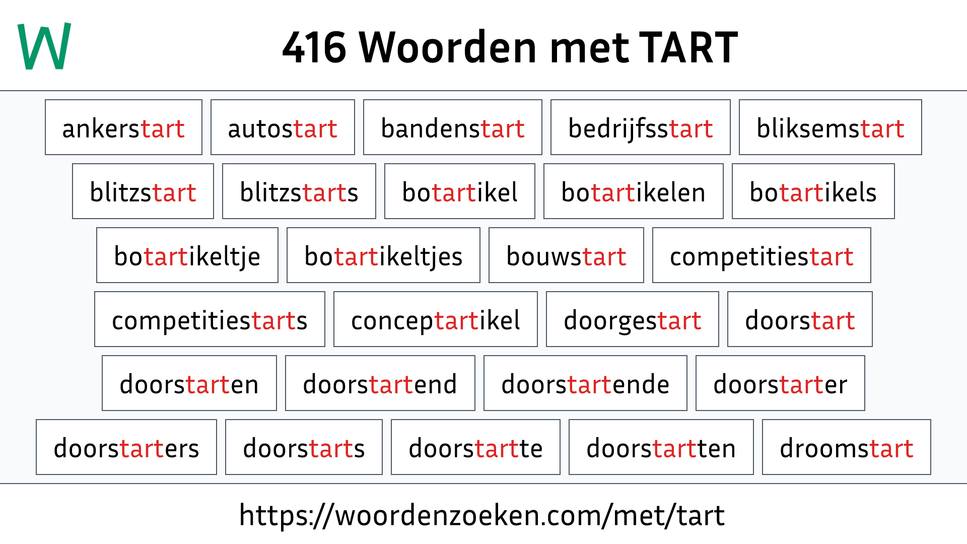 Woorden met TART