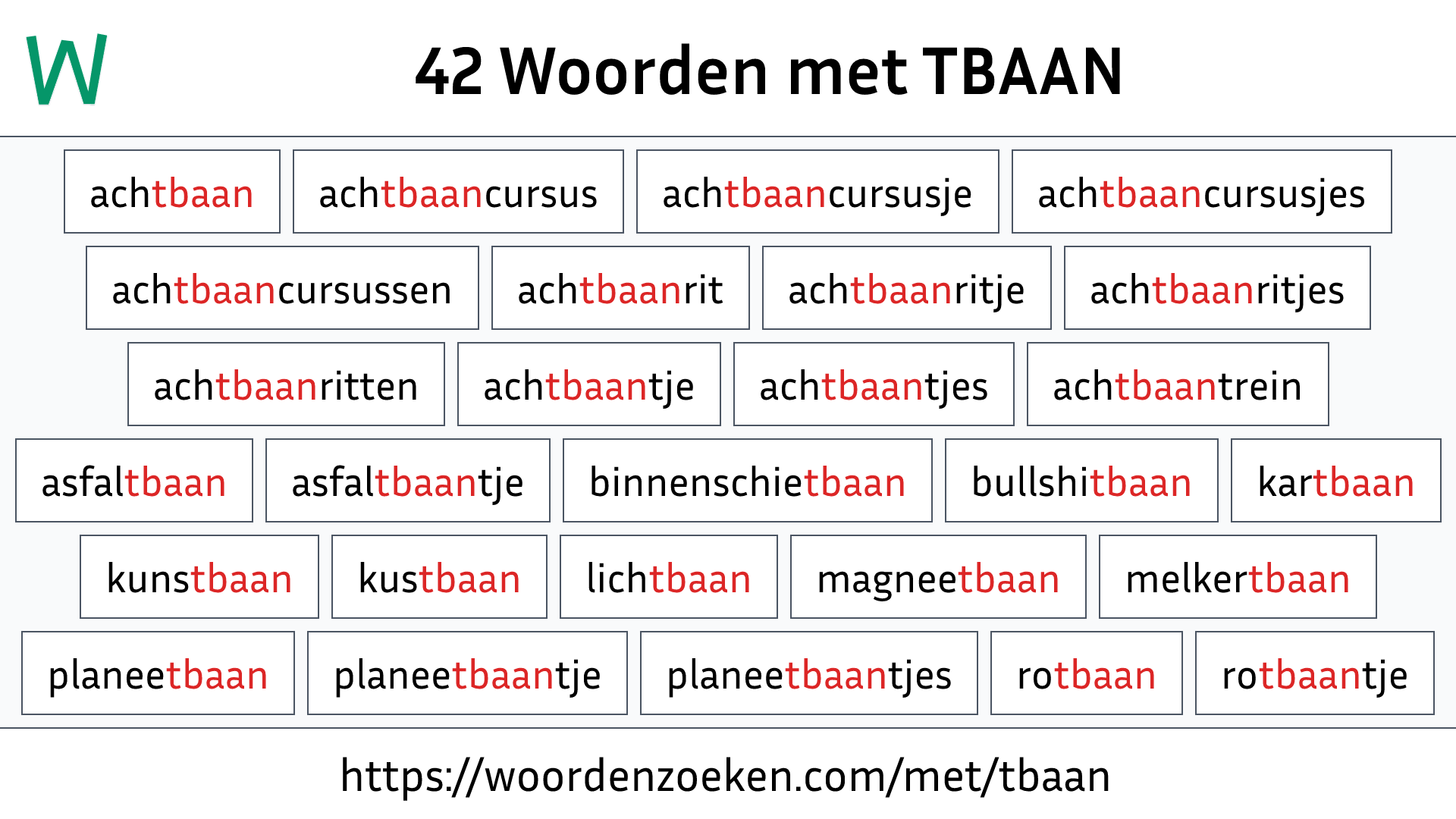 Woorden met TBAAN