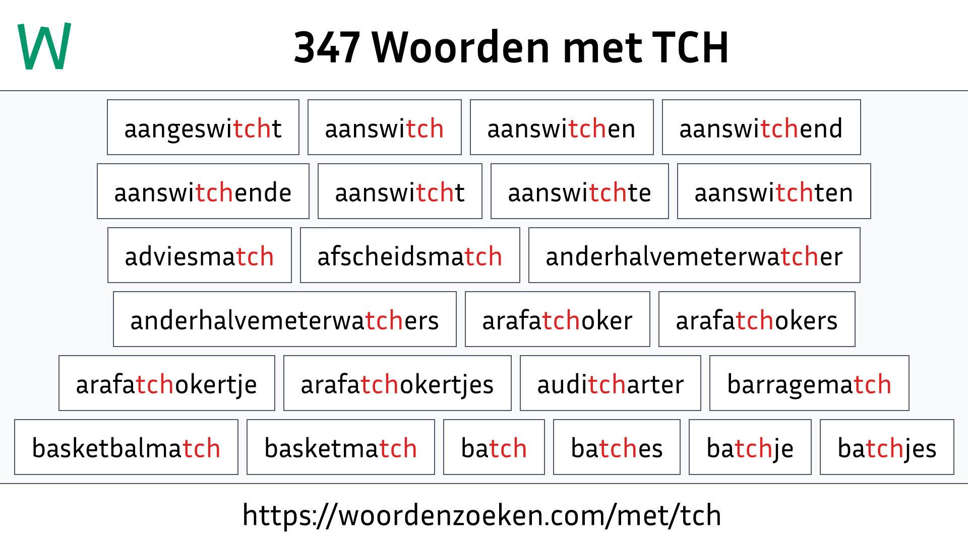 Woorden met TCH