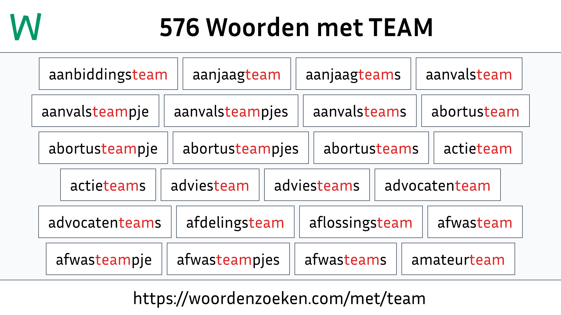 Woorden met TEAM