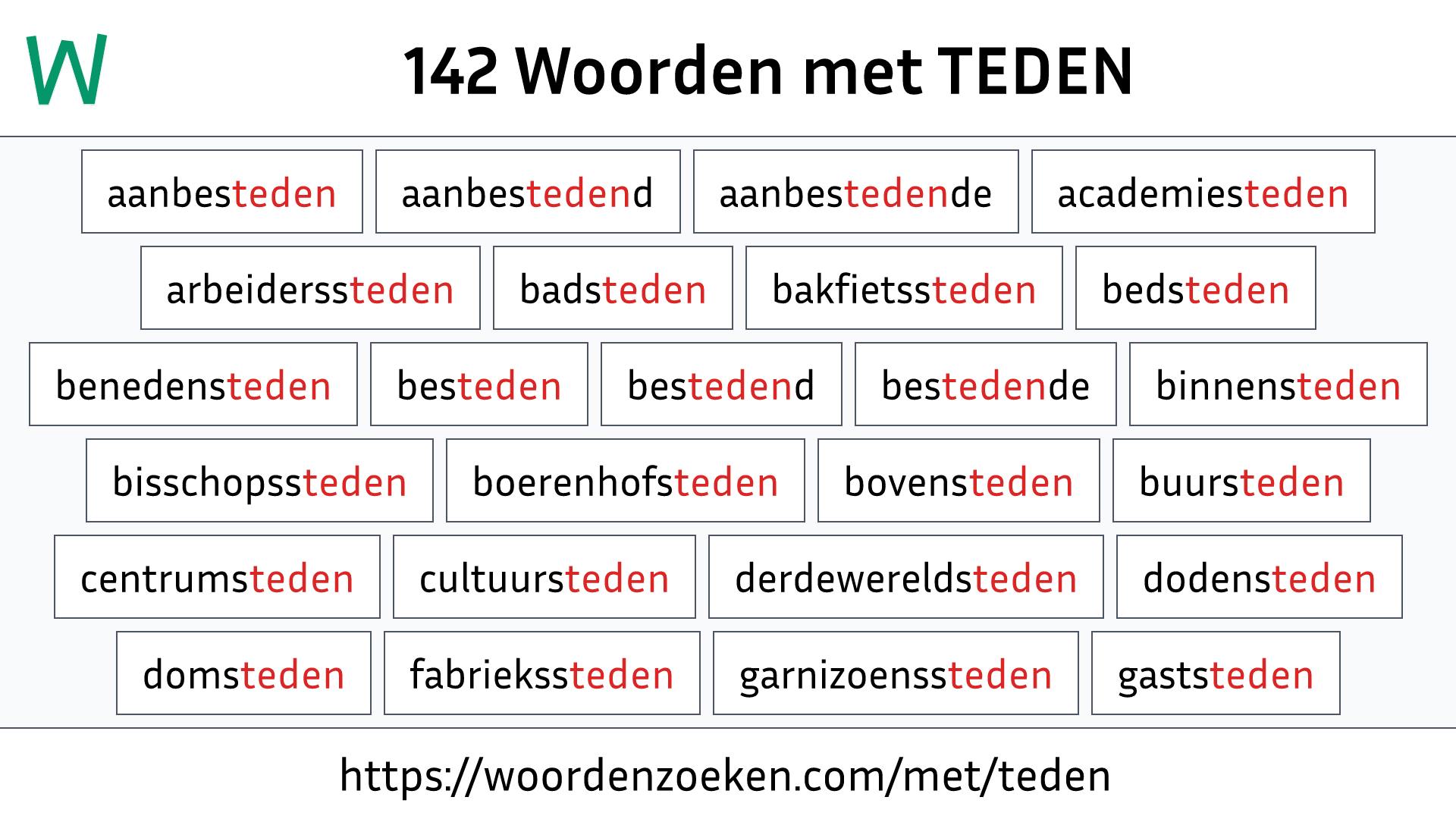 Woorden met TEDEN