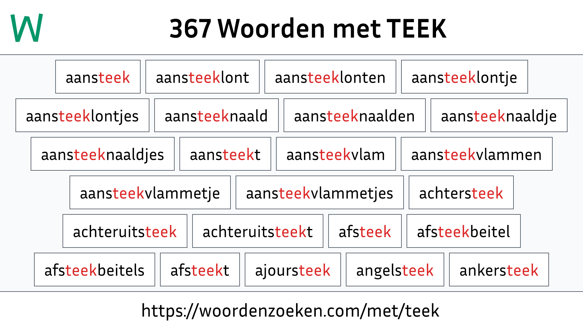 Woorden met TEEK