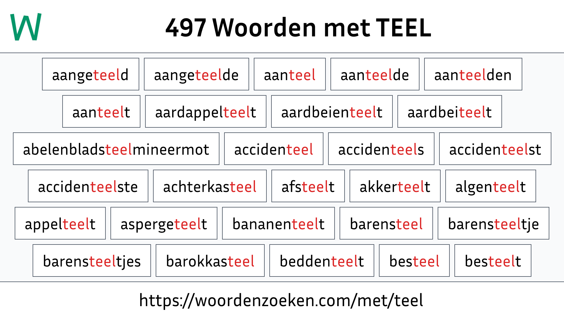 Woorden met TEEL