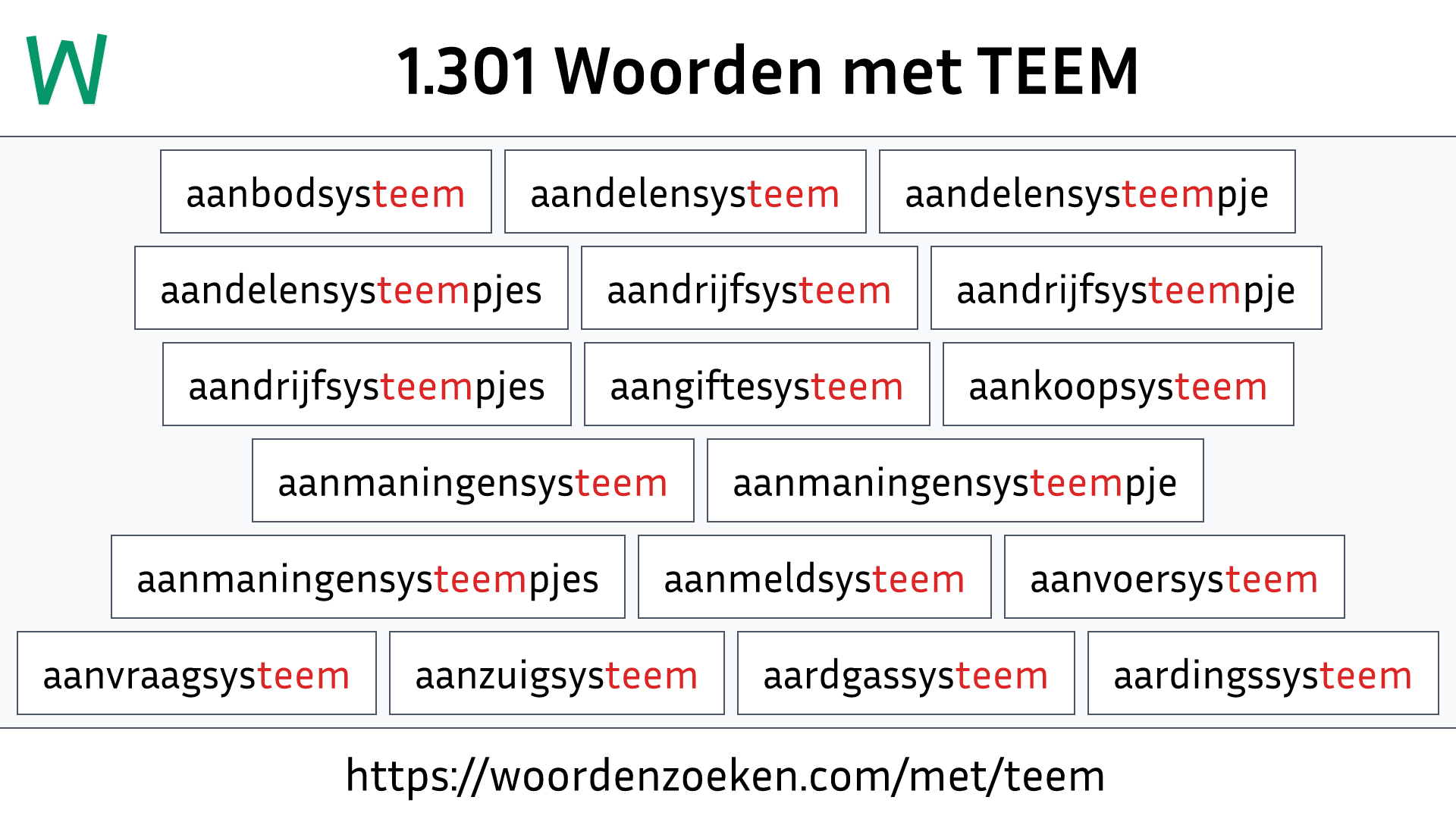 Woorden met TEEM