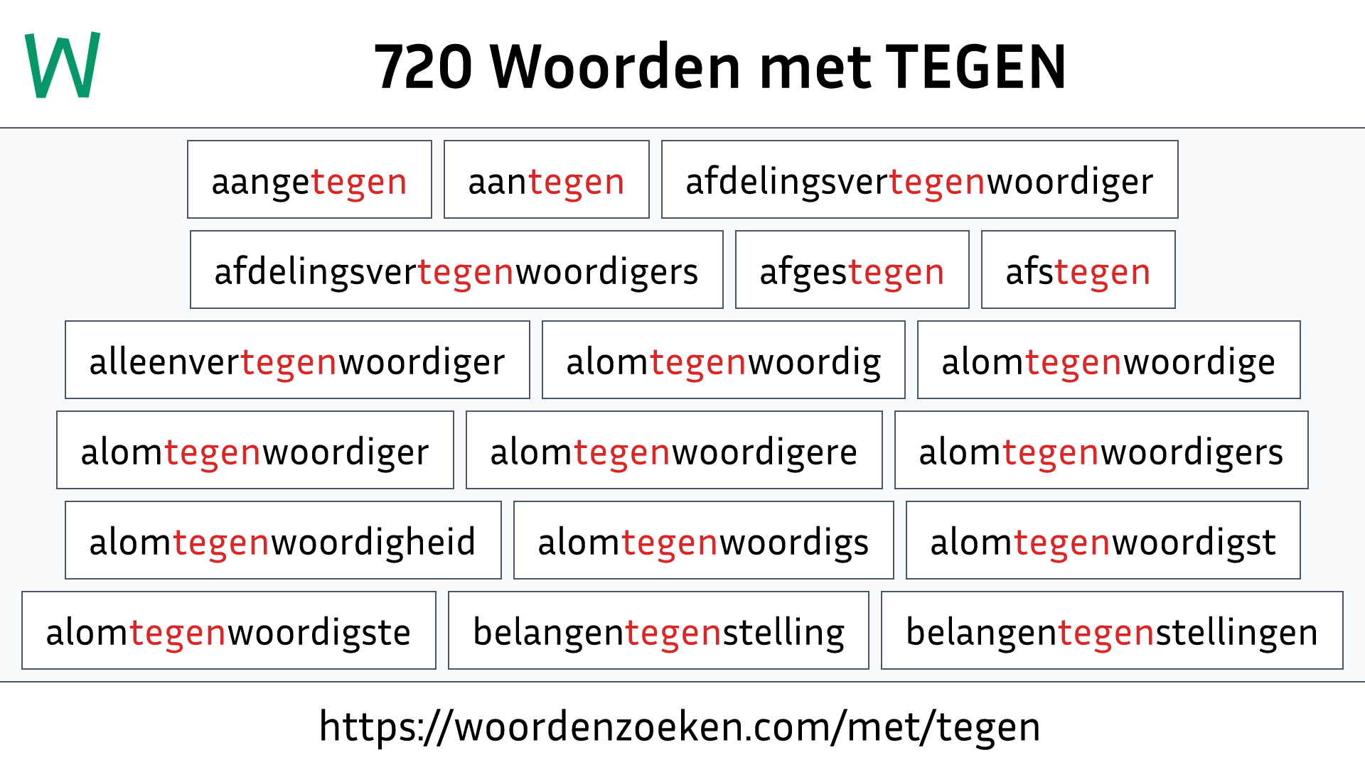 Woorden met TEGEN