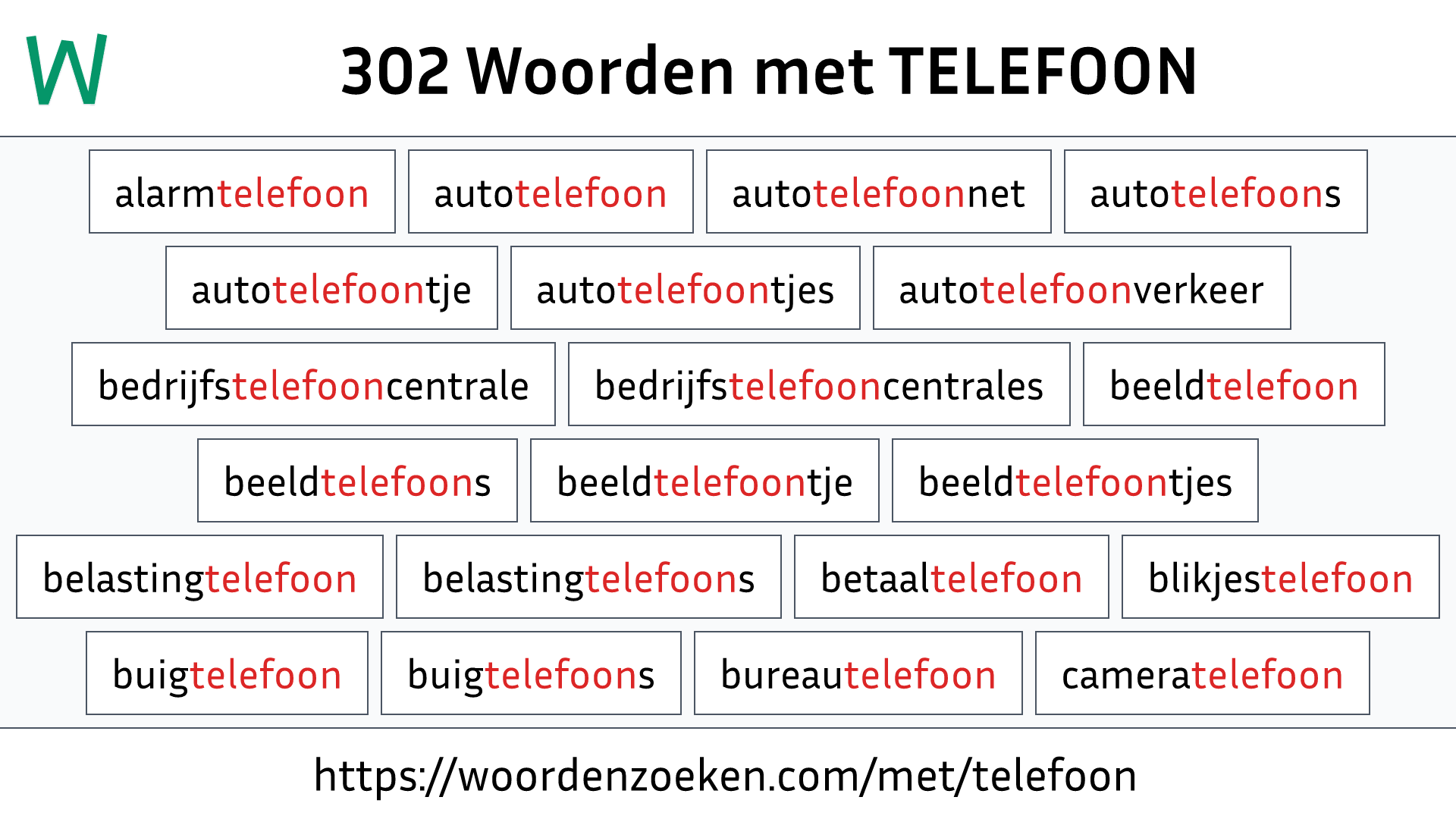 Woorden met TELEFOON