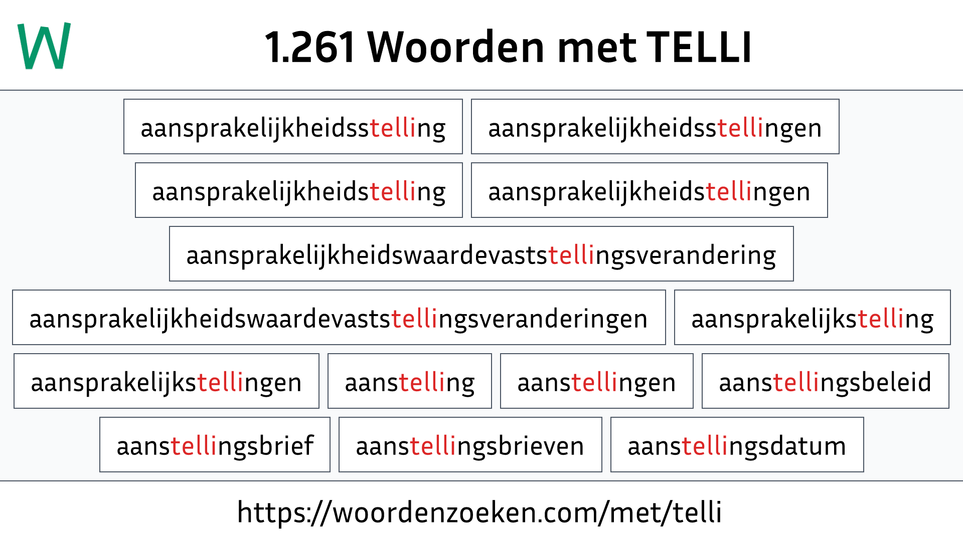 Woorden met TELLI