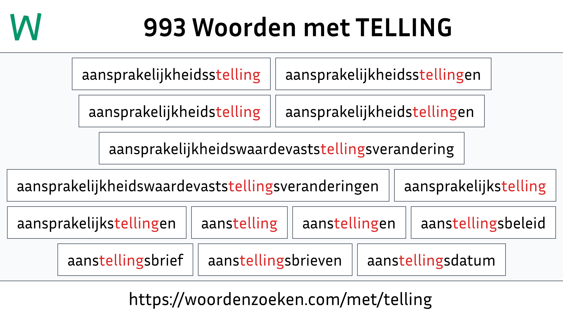 Woorden met TELLING