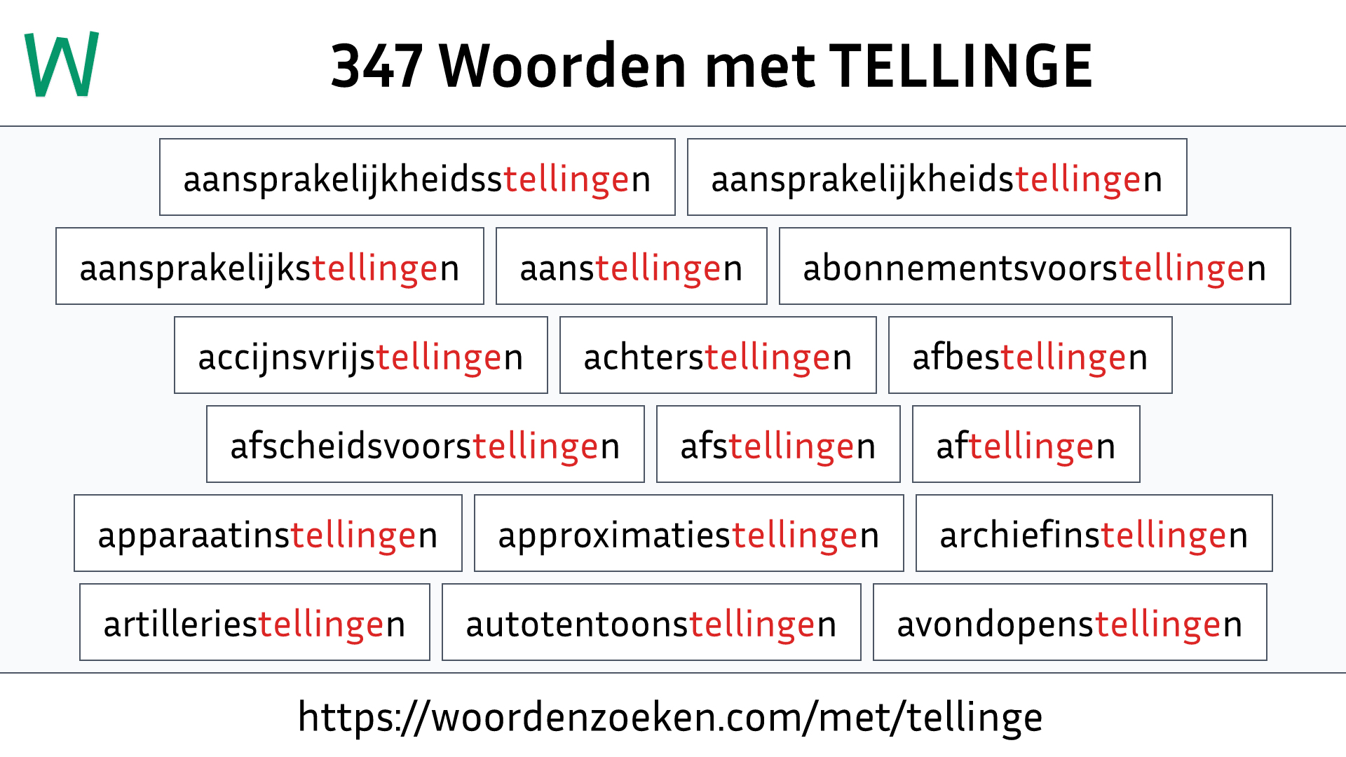 Woorden met TELLINGE