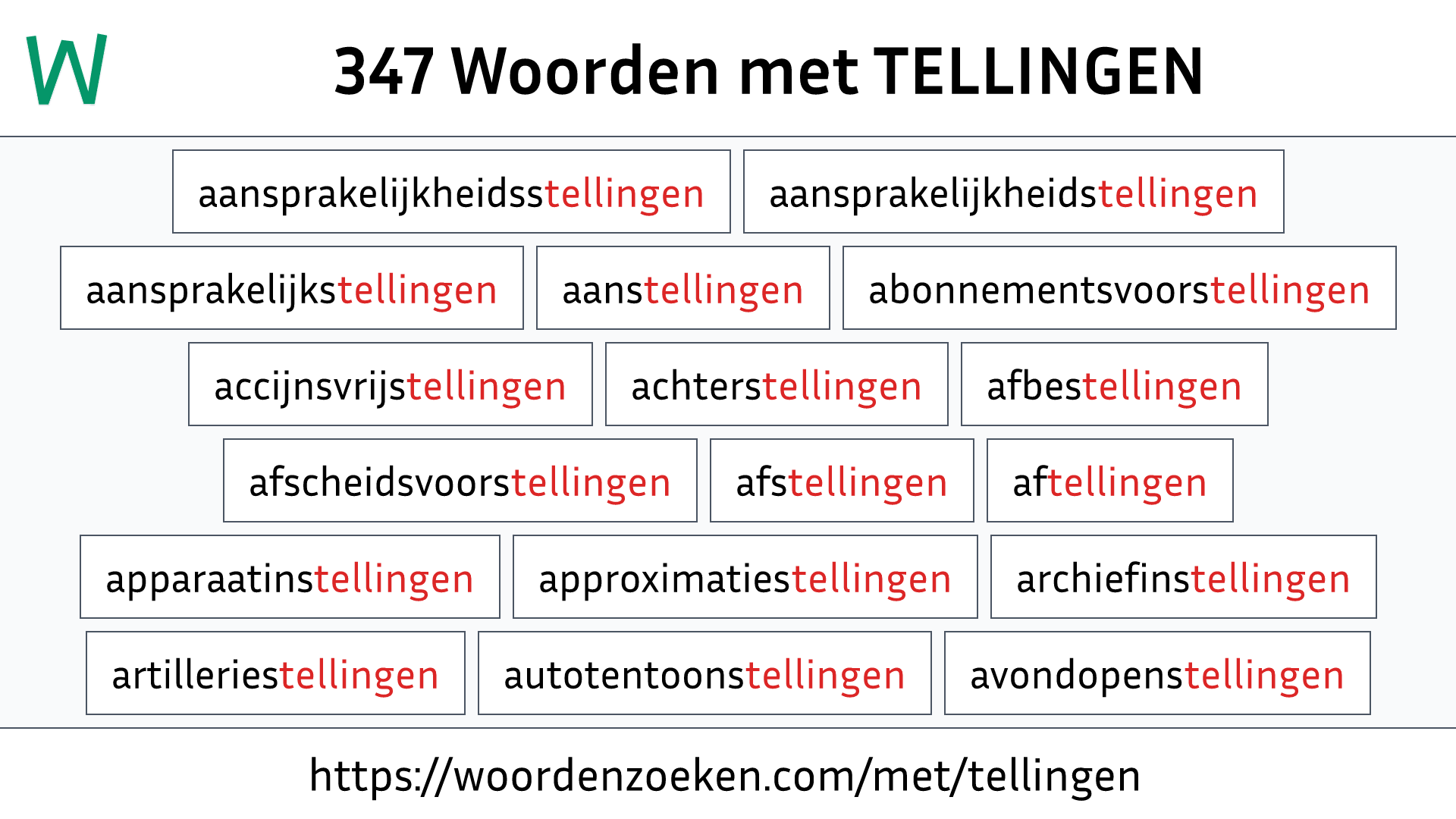 Woorden met TELLINGEN