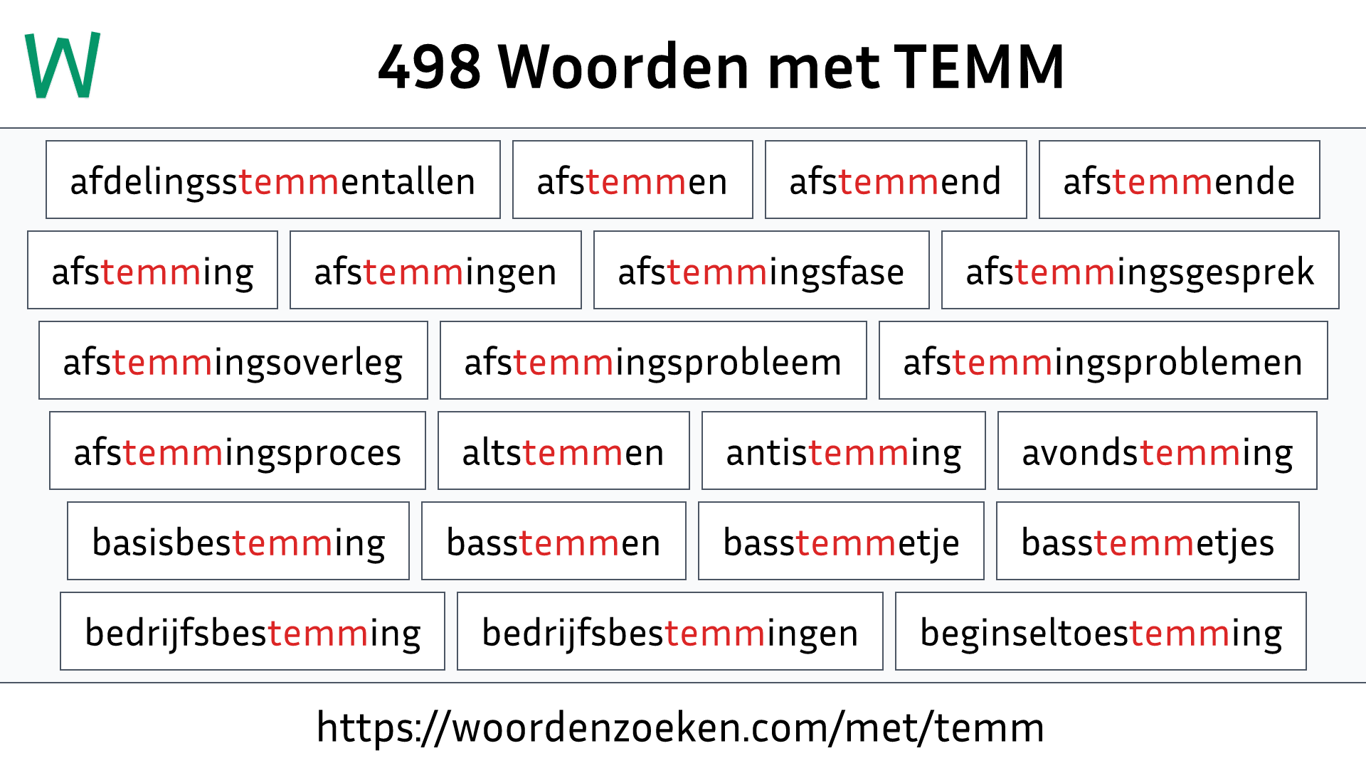 Woorden met TEMM