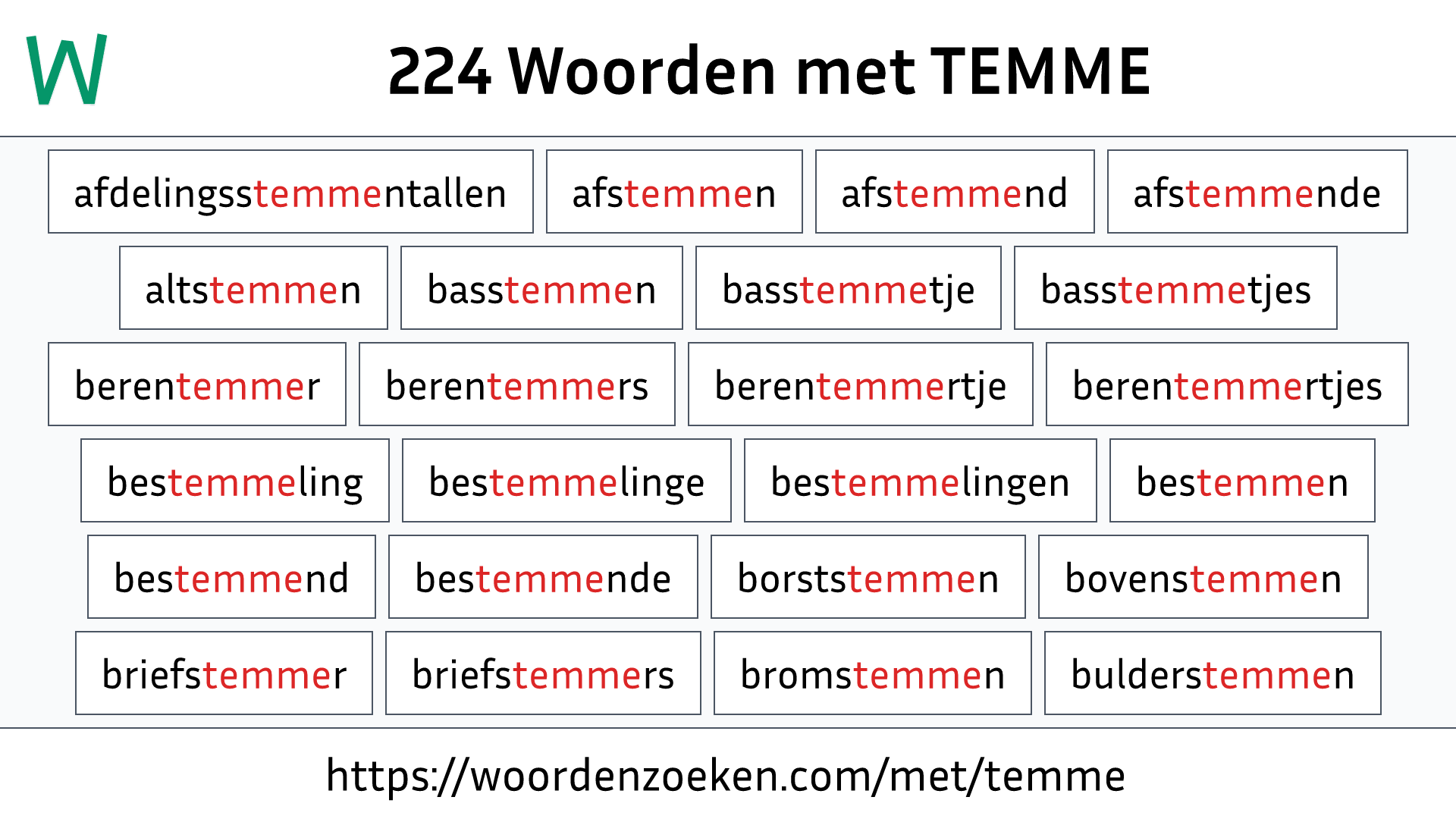 Woorden met TEMME