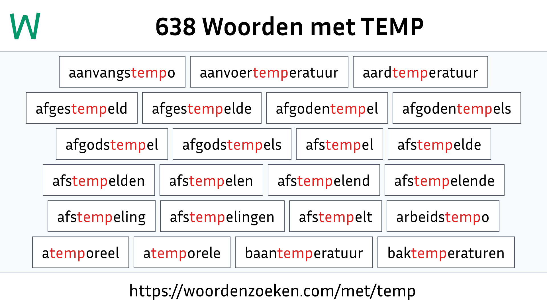 Woorden met TEMP