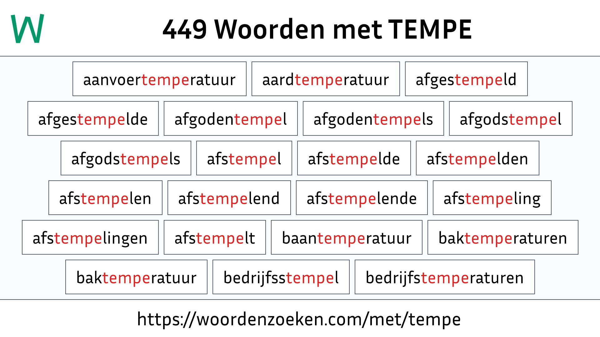 Woorden met TEMPE