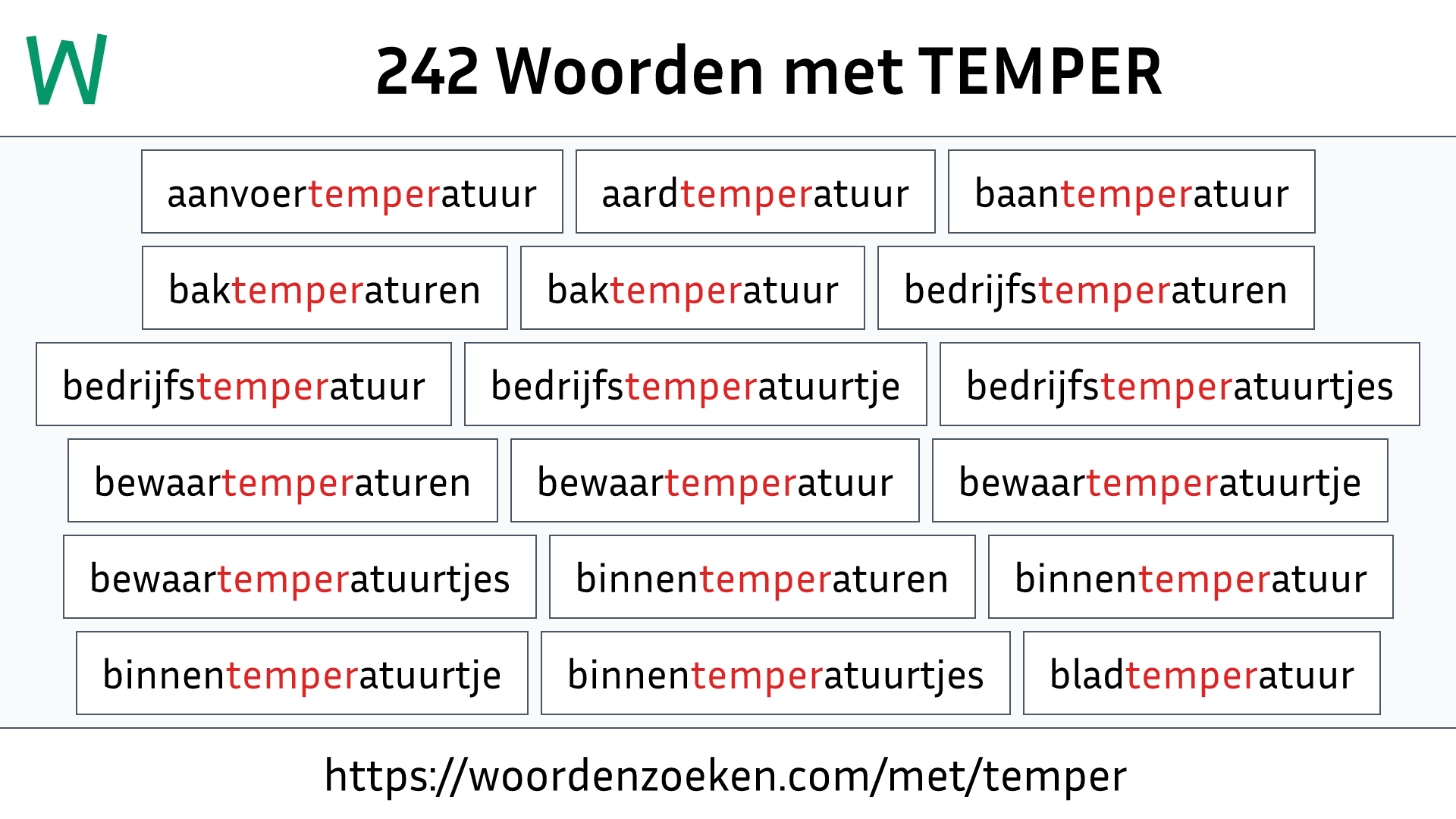 Woorden met TEMPER