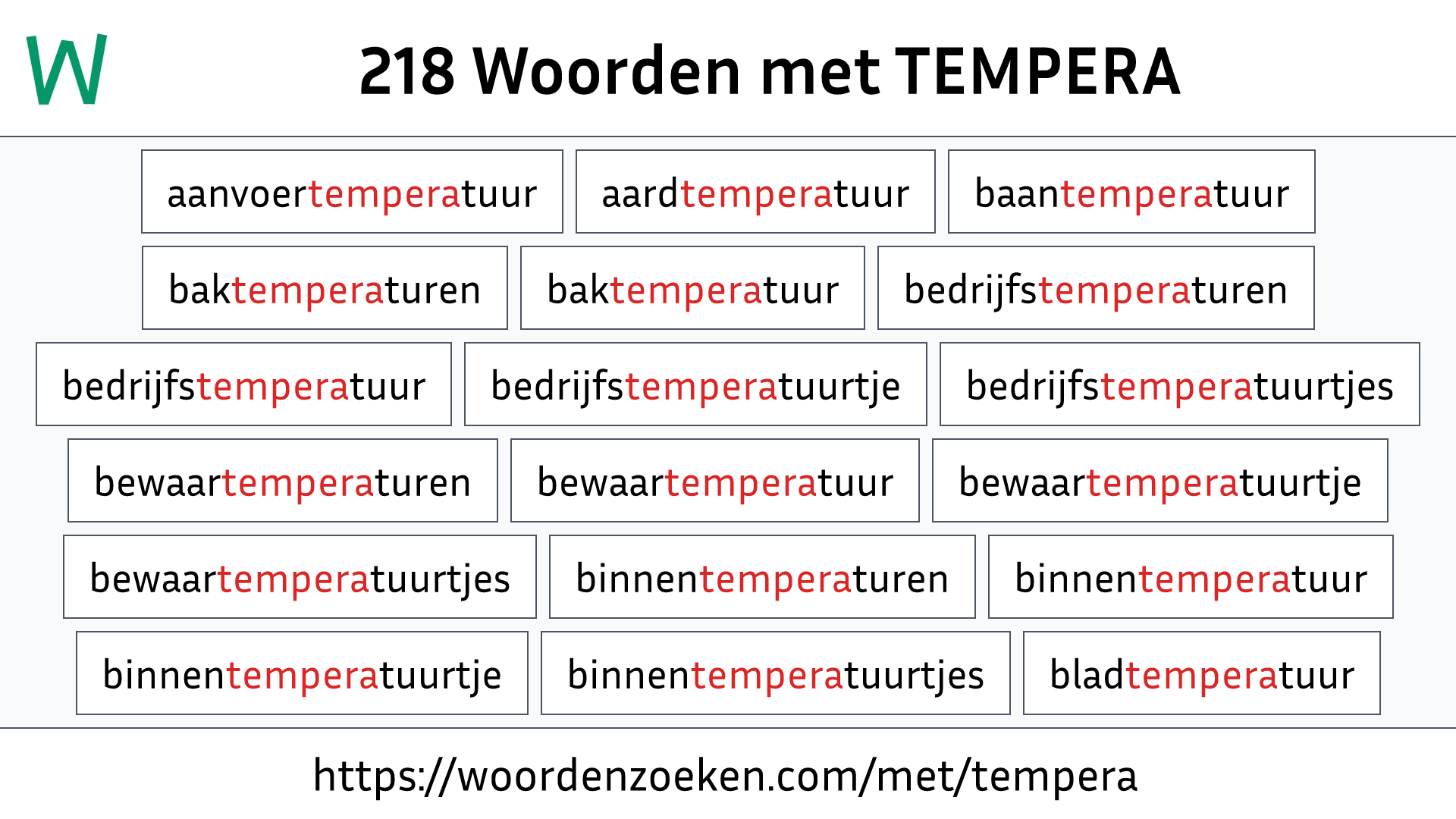 Woorden met TEMPERA