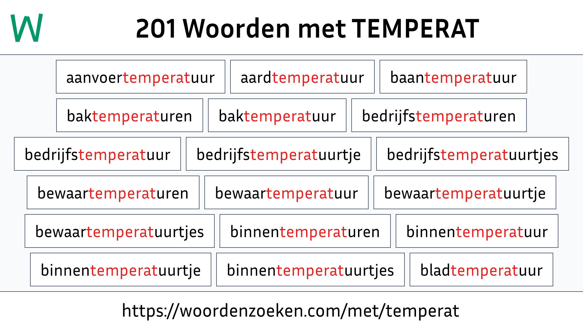 Woorden met TEMPERAT