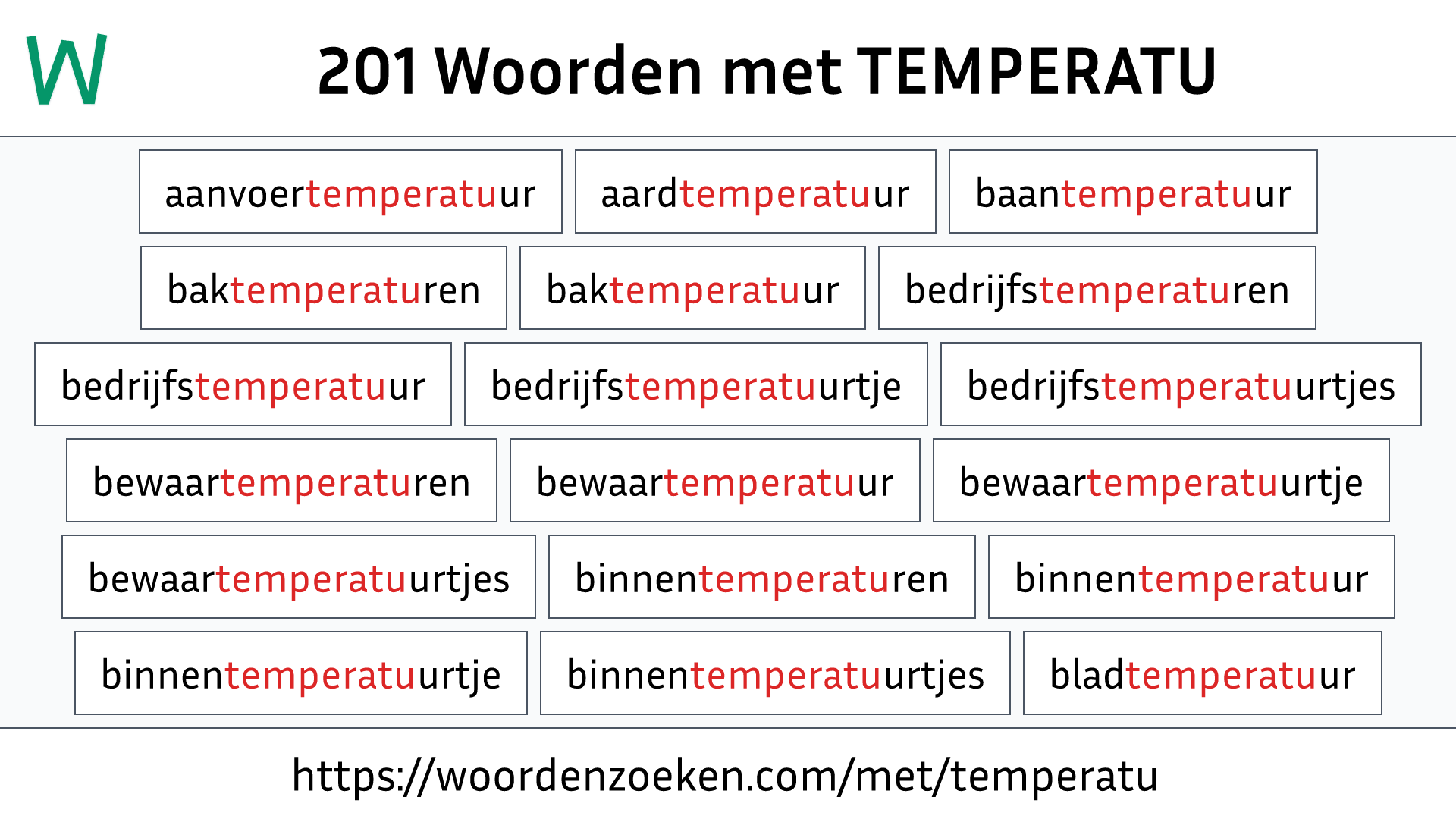 Woorden met TEMPERATU